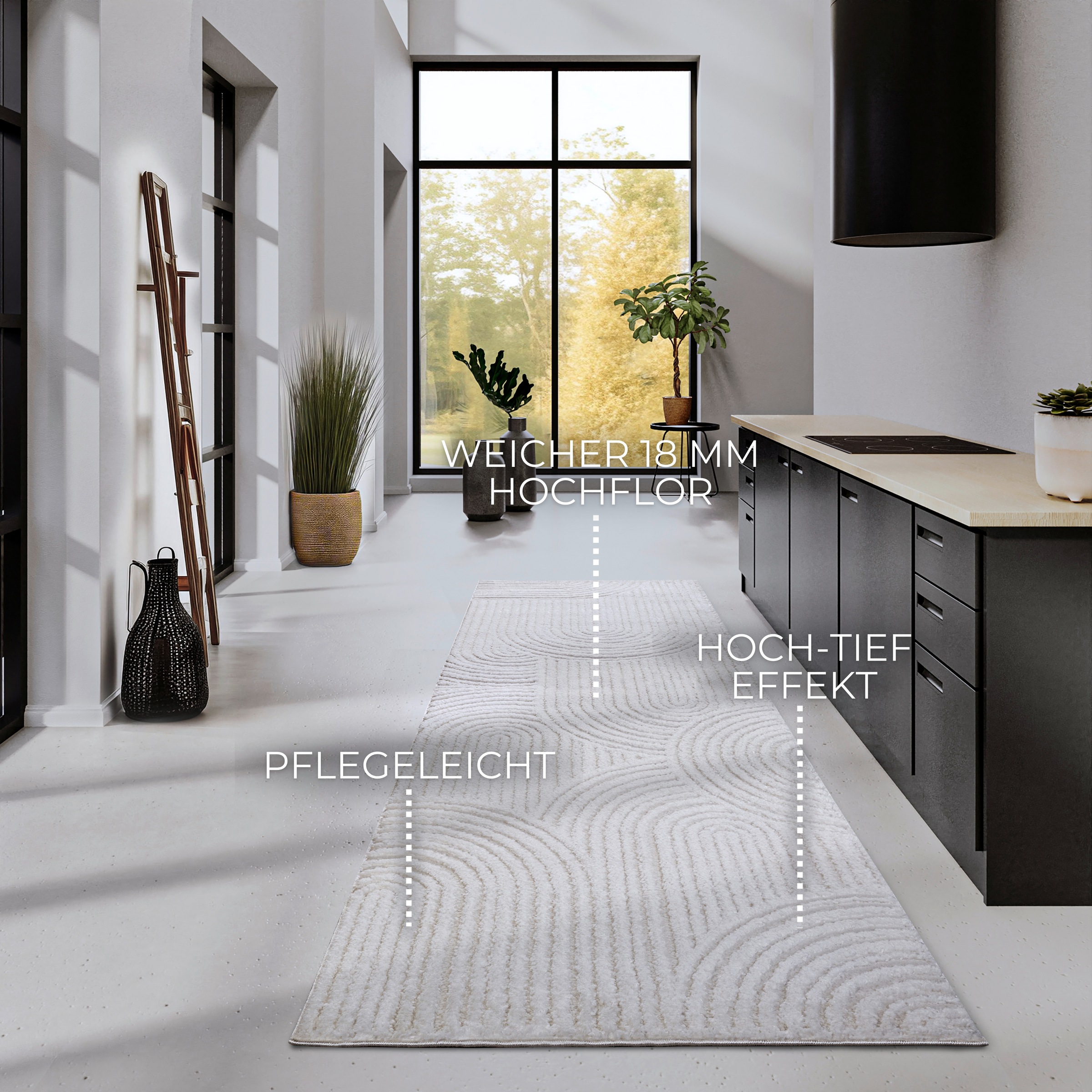 ELLE DECORATION Designteppich »Chappe«, rechteckig, 18 mm Höhe, Shaggy, Läufer, flauschig, weich, Langflor, modern, Hoch Tief Effekt