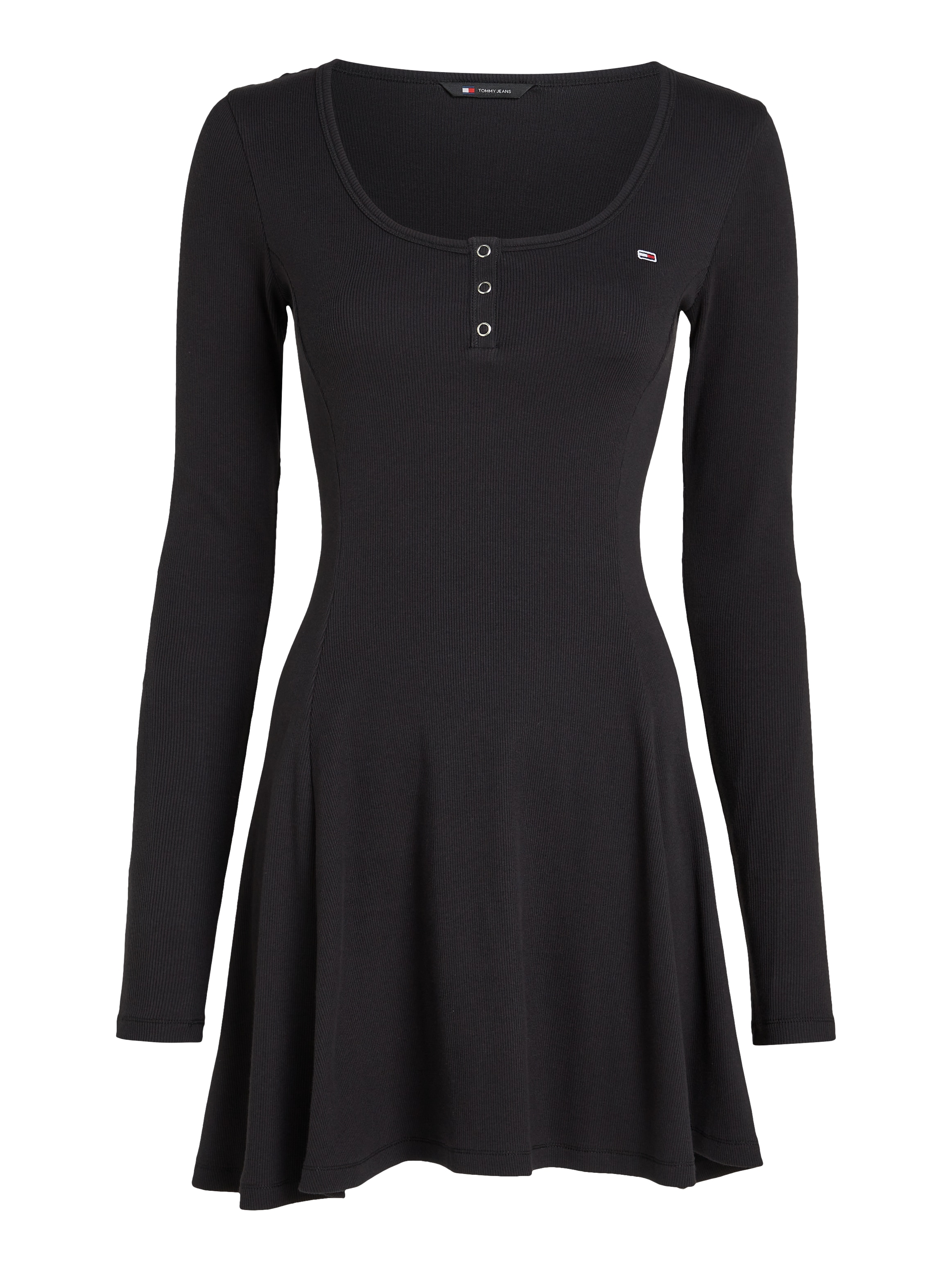 Tommy Jeans Blusenkleid »TJW HENLEY FLARE DRESS«, mit Tommy Jeans Flagge