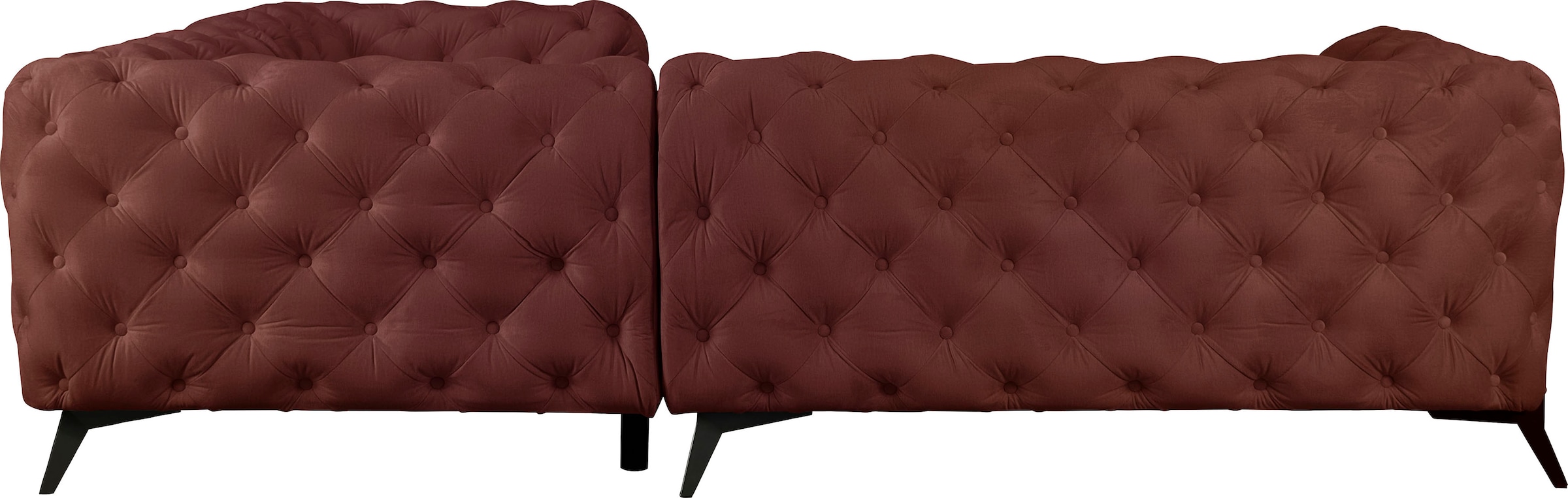Leonique Chesterfield-Sofa »Amaury L-Form«, moderne Chersterfield-Optik, Breite 262 cm, Fußfarbe wählbar