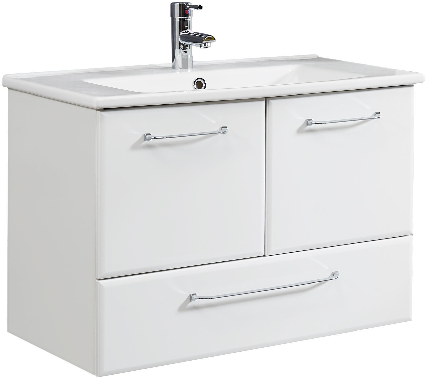 Saphir Badmöbel-Set »Quickset 341 3-teilig, Keramik-Waschtisch und LED-Spiegelschrank« Set, 3 Stk. tlg.