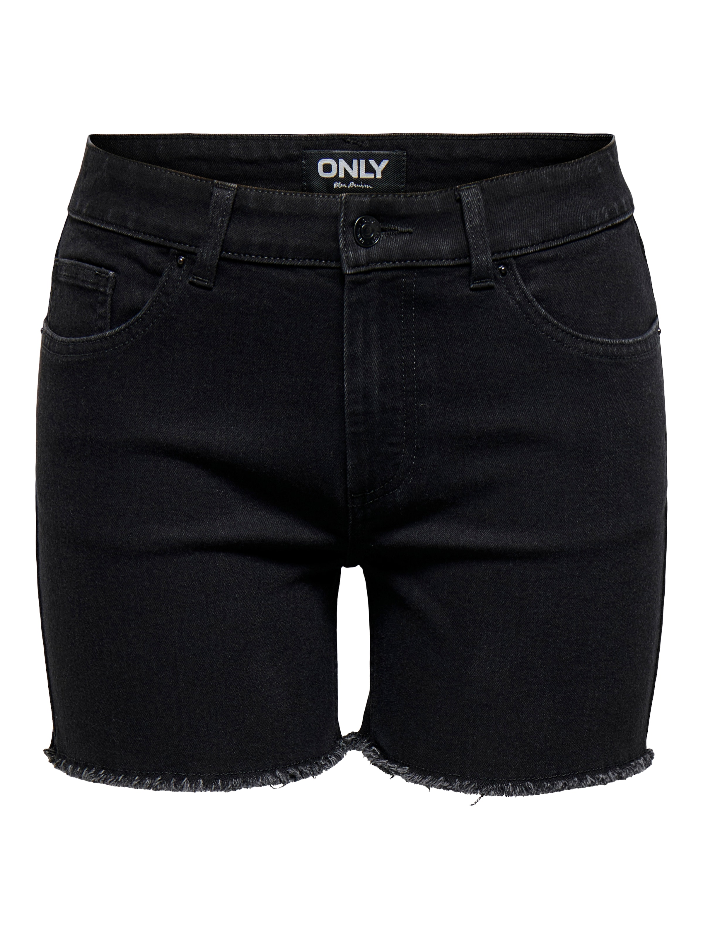 ONLY Jeansshorts »ONLLAURA MID WAIST SHORT RW BOX« mit ausgefranstem Saum
