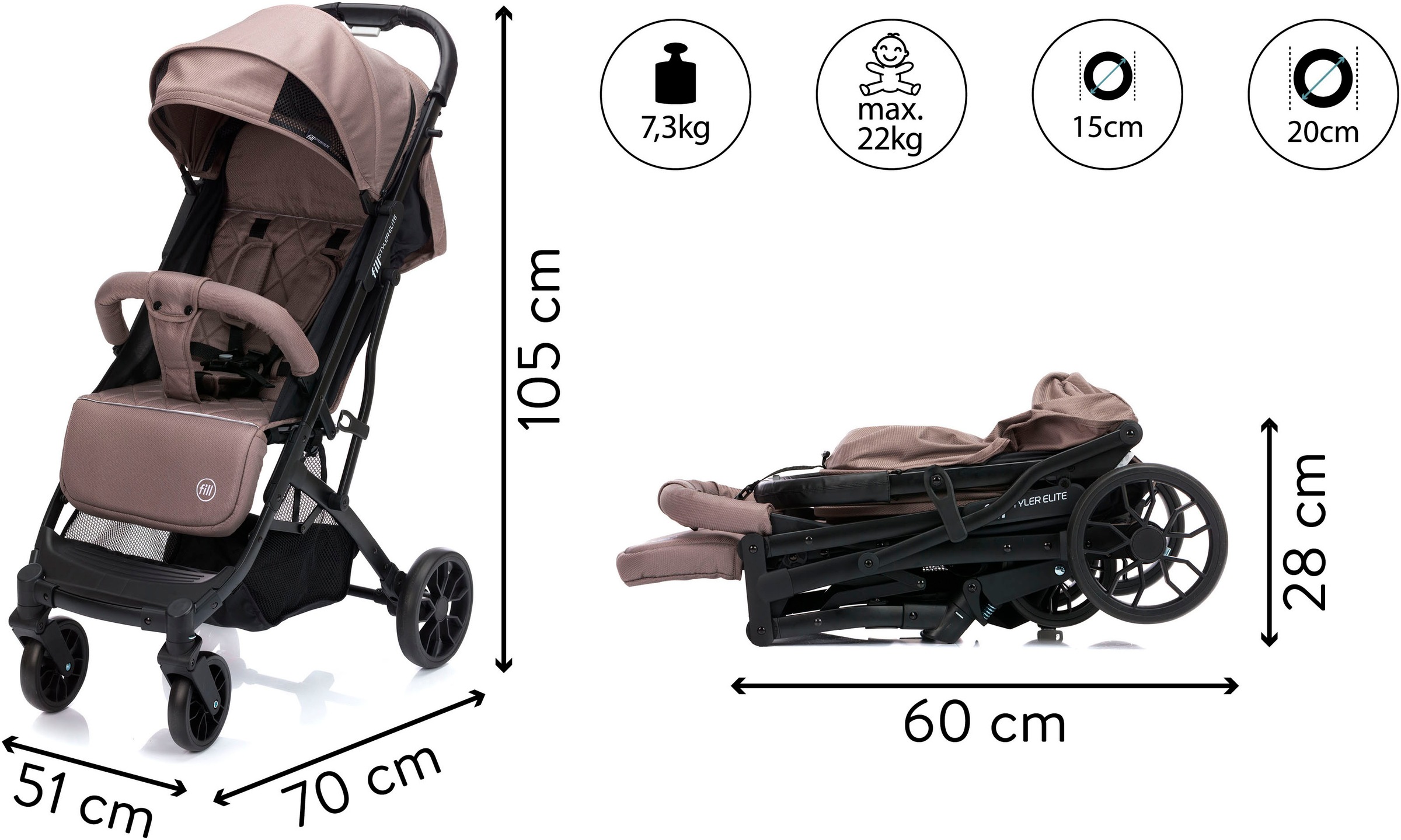 Fillikid Kinder-Buggy »Fill Styler Elite«, 22 kg
