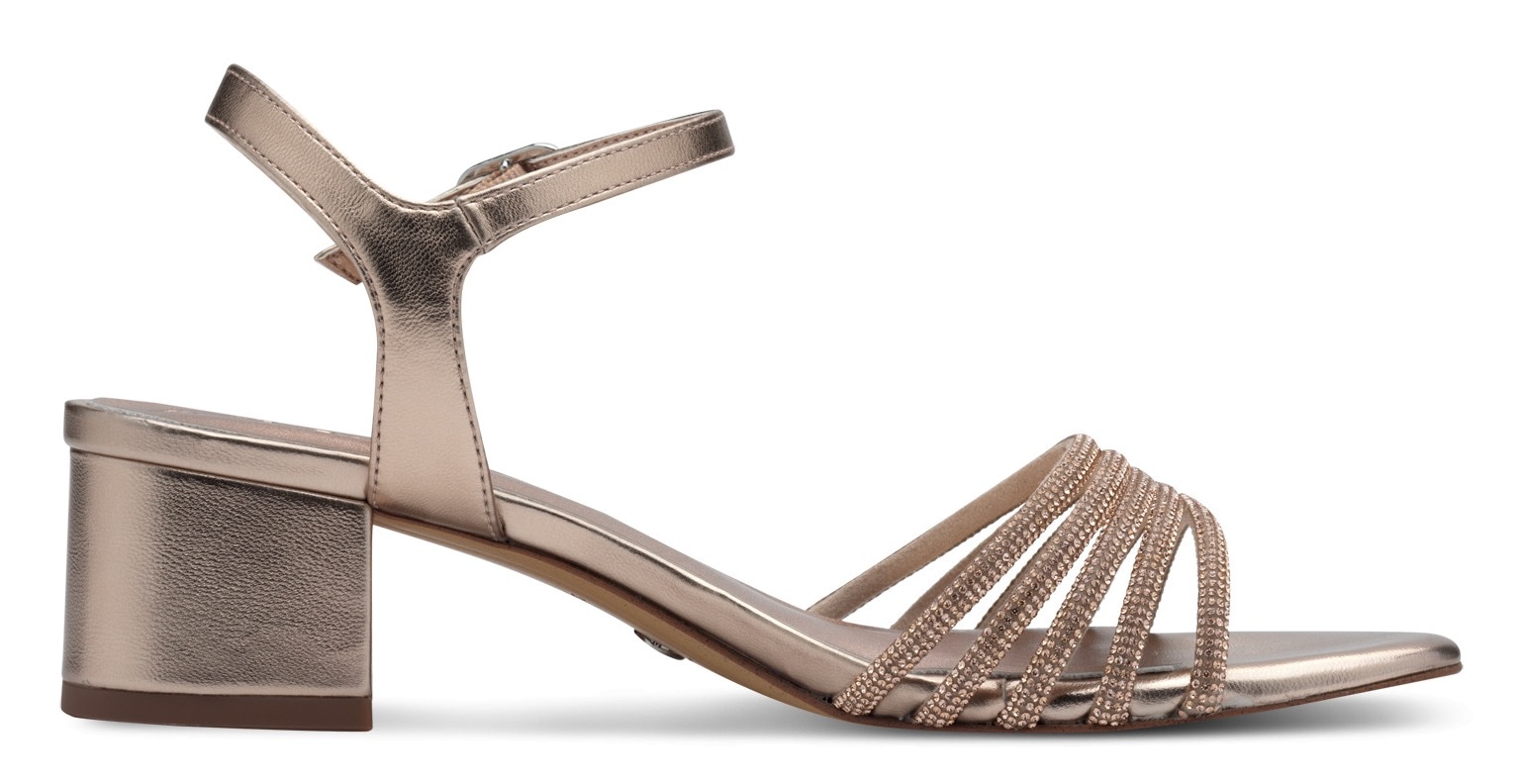 Tamaris Sandalette  , Blockabsatz, Festtagsschuh, Abendschuh mit funkelnden Schmucksteinen