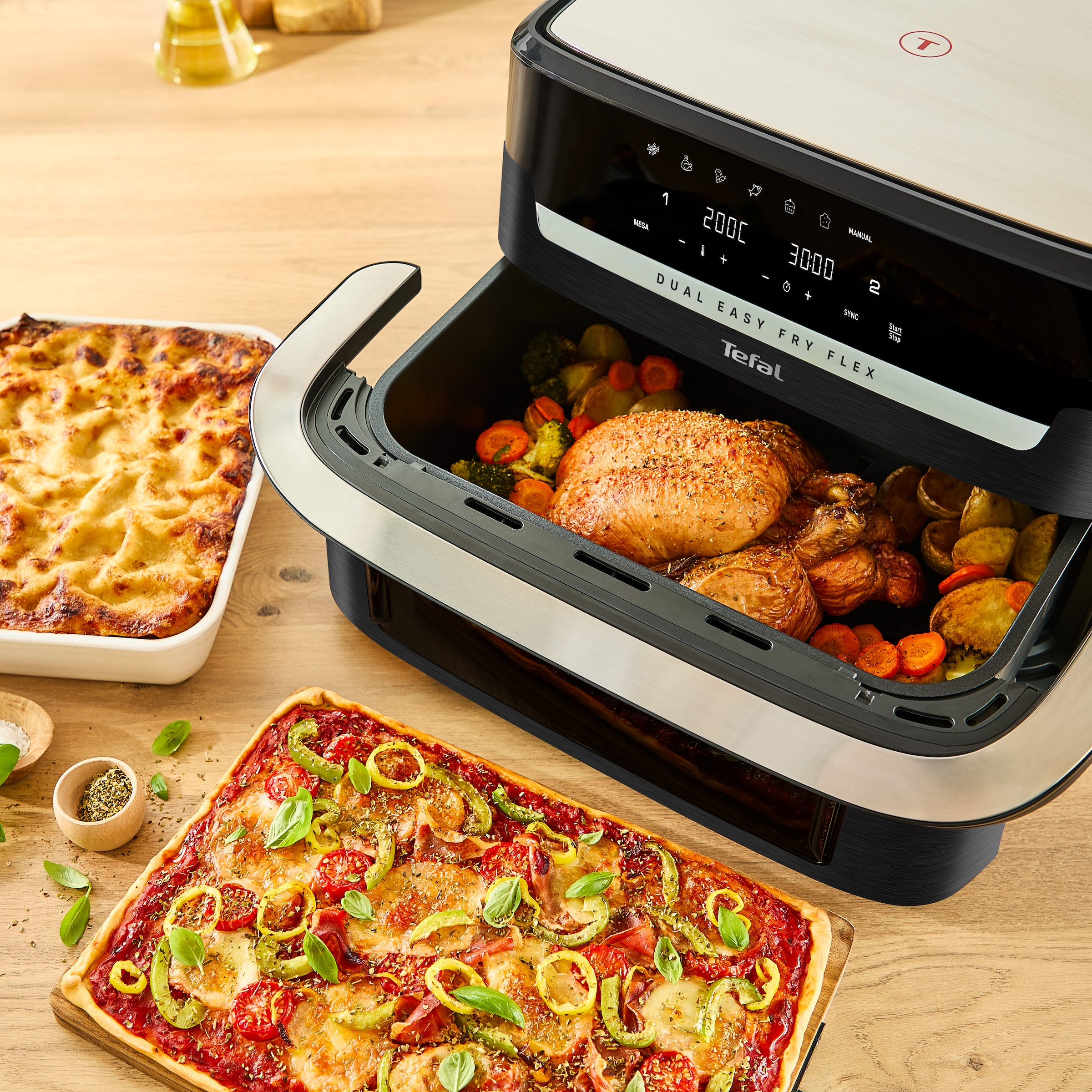 Tefal Heißluftfritteuse »EY9228 Easy Fry Flex«, 2700 W, Flex-Cook-Technologie, 7 voreingestellte Programme, bis zu 220°C, 9 L