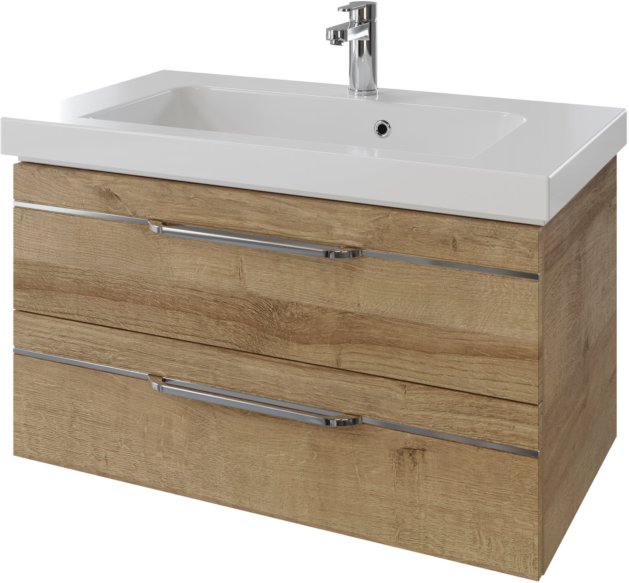 Saphir Waschtisch »Serie Balto Mineralmarmor-Waschtisch mit Unterschrank, 92 cm breit«, Waschplatz mit 2 Schubladen, Badschrank in verschiedenen Ausführungen