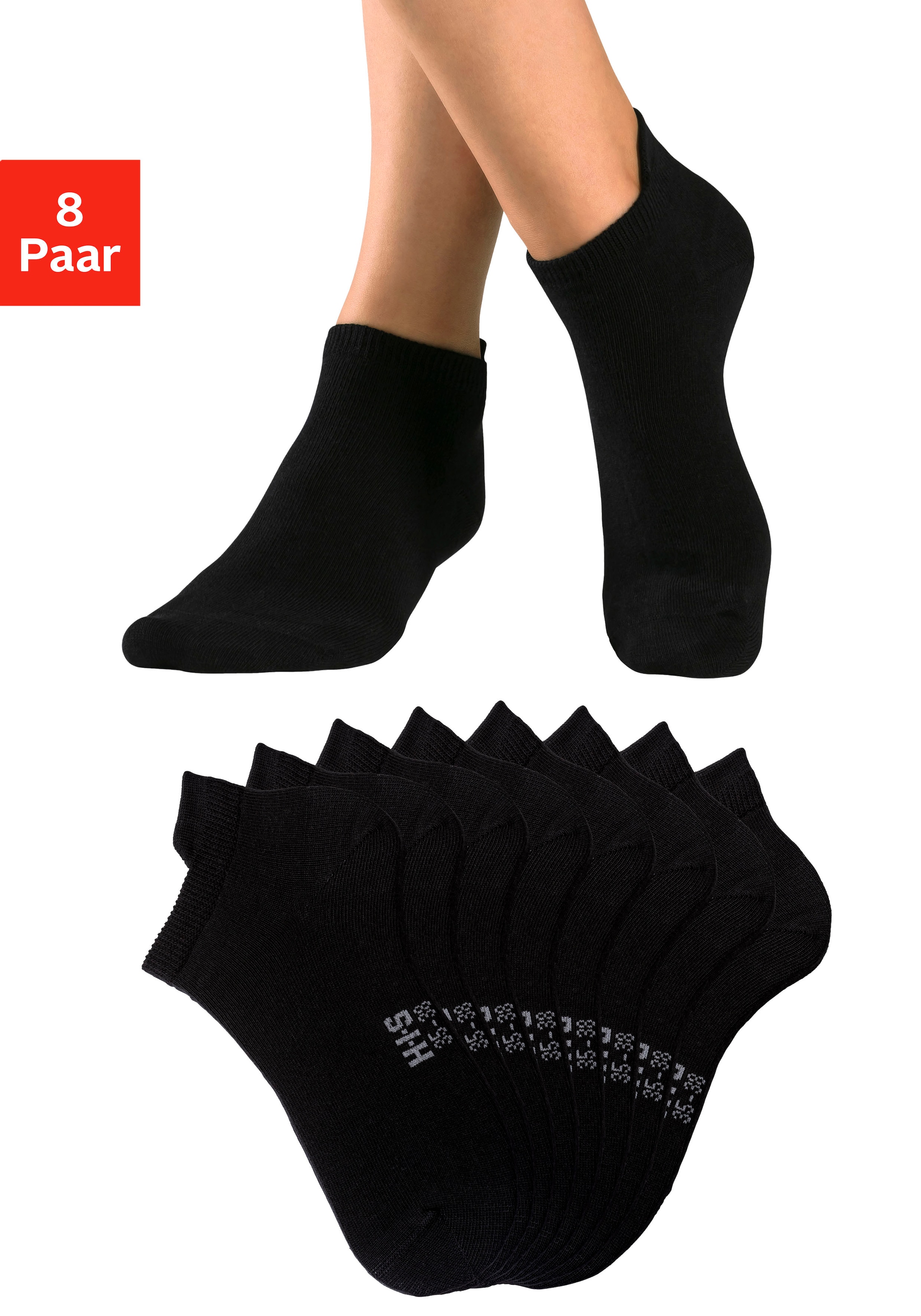 H.I.S Sneakersocken, (Packung, 8 Paar), mit verlängertem Bündchen hinten