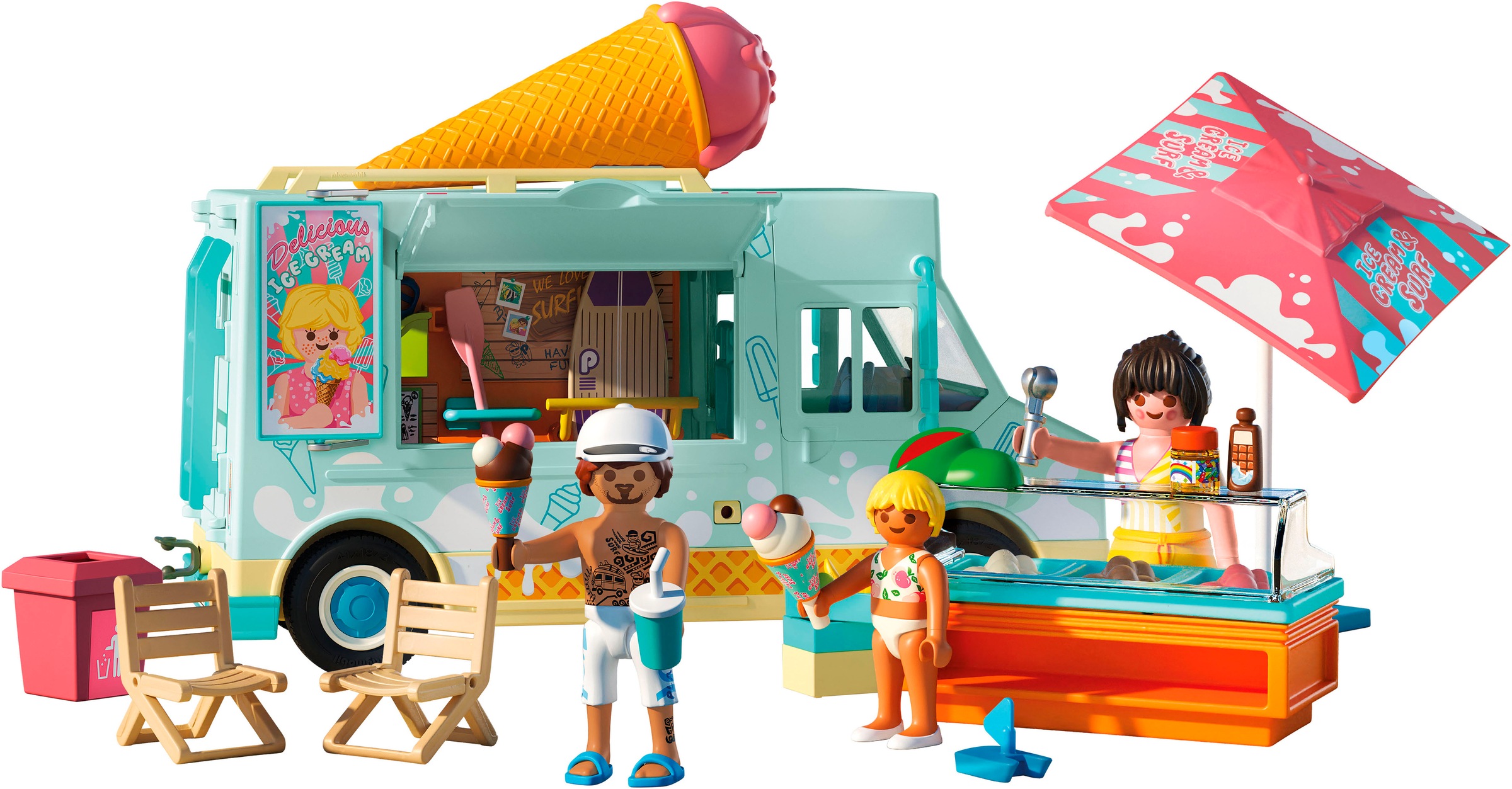Playmobil® Konstruktions-Spielset »Ice Cream Truck mit Surfshop (71904), My Life«, (101 St.), Made in Germany