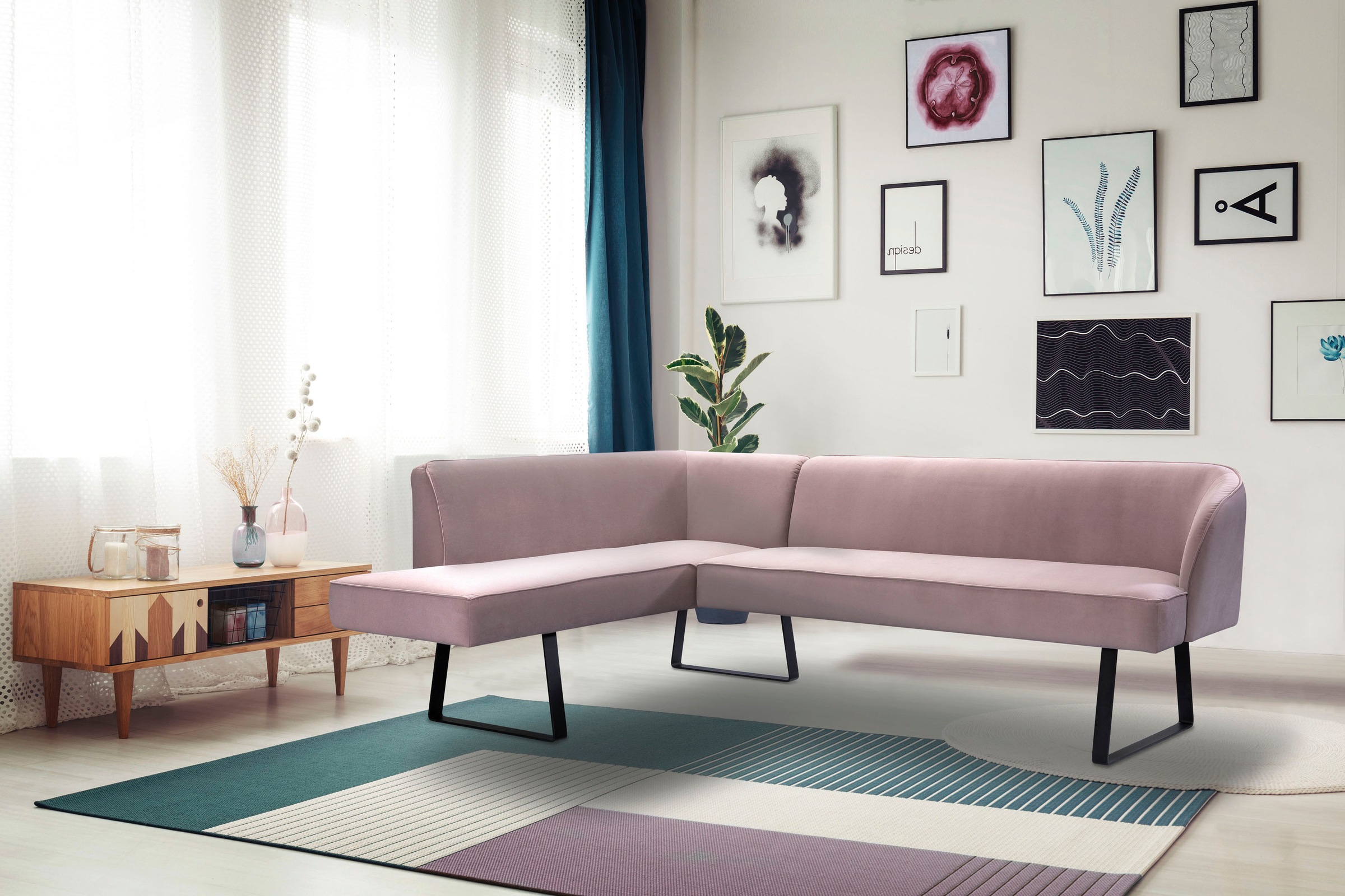exxpo - sofa fashion Eckbank "Americano" mit Keder und Metallfüßen, Bezug i günstig online kaufen