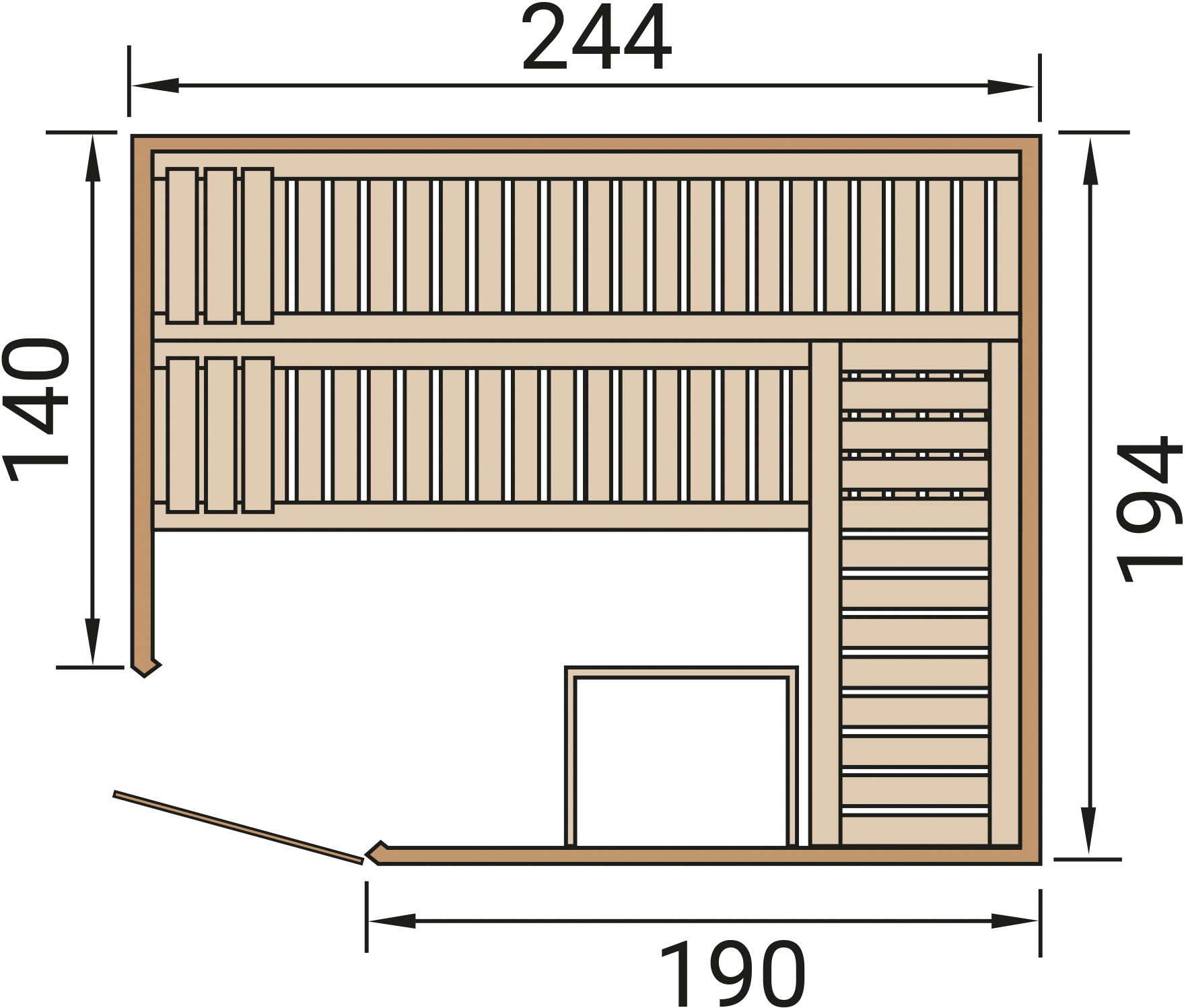 weka Sauna »Element-Ecksauna VARBERG 4« vorgefertigte Elemente, moderne Ganzglastür