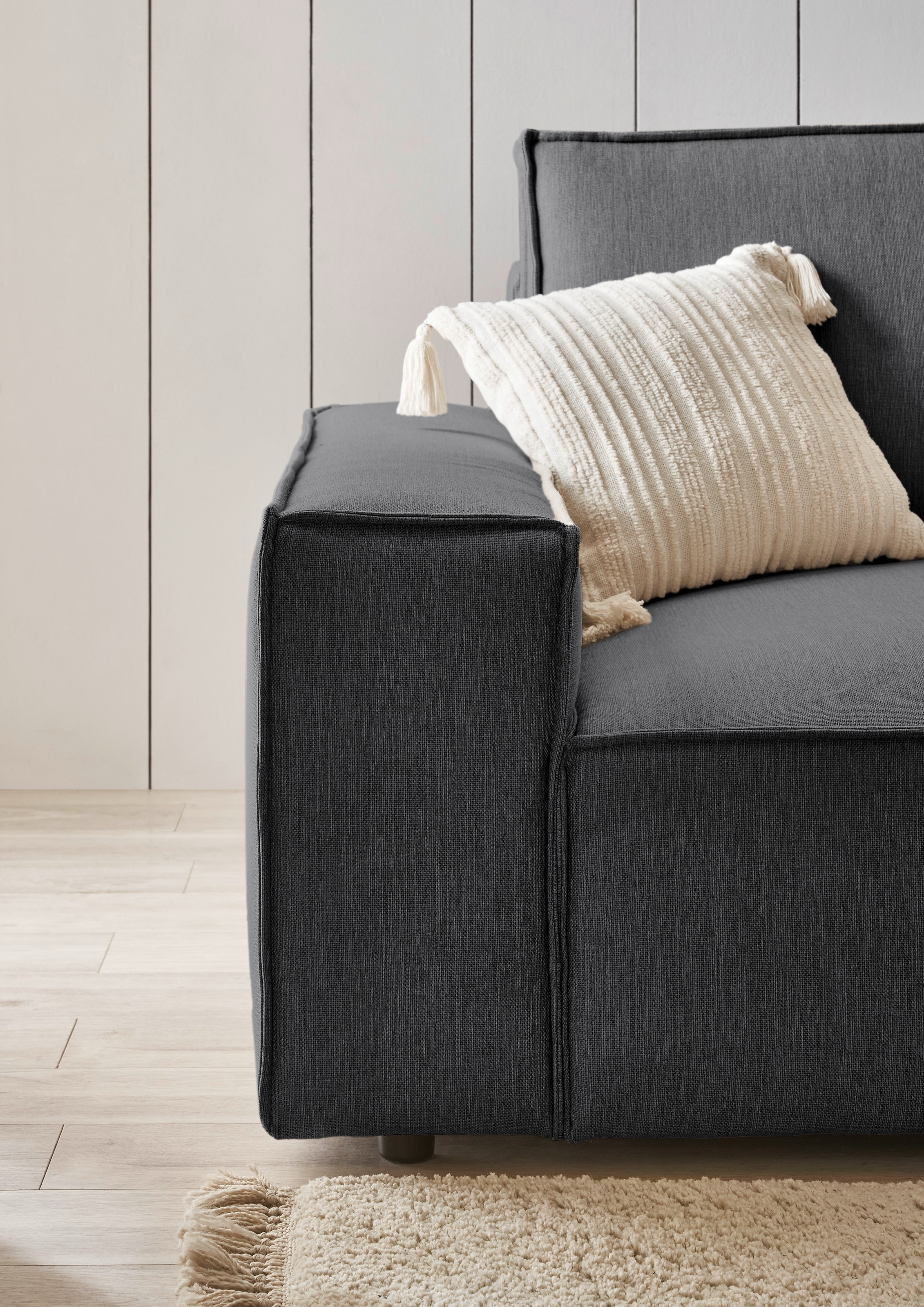 Home affaire Ecksofa »NEU: SHERWOODL XXL 284, Big-Sofa L-Form, tiefe Sitzfläche 95 cm, Cord,«, Leinenoptik, Recamiere rechts/links, auch als Schlafsofa stellbar