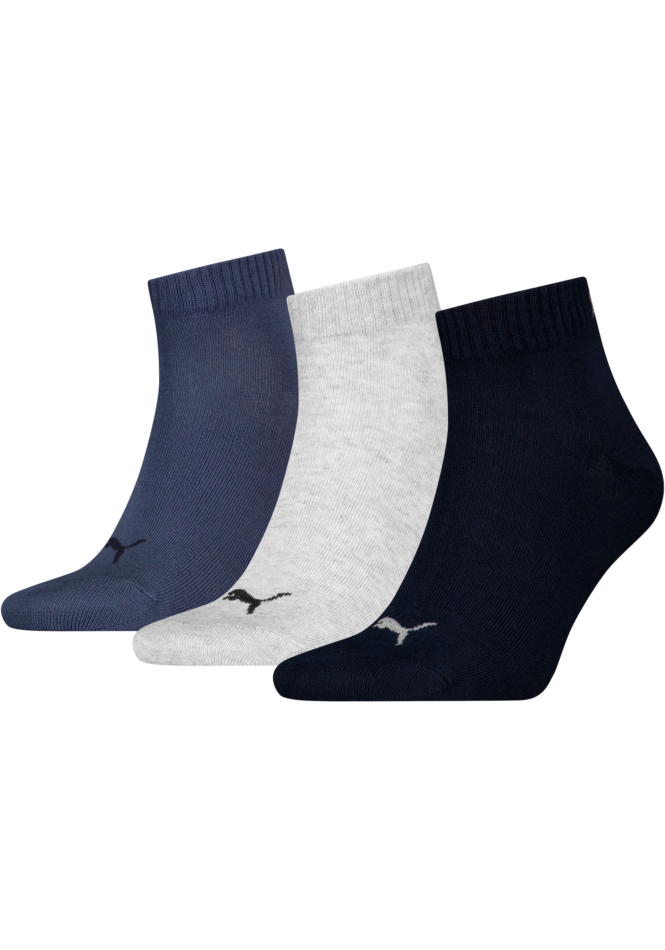 PUMA Kurzsocken »PUMA UNISEX QUARTER PLAIN 3P« 3 Paar,  Atmungsaktiv, Rippenbündchen, weiche Baumwollmischung