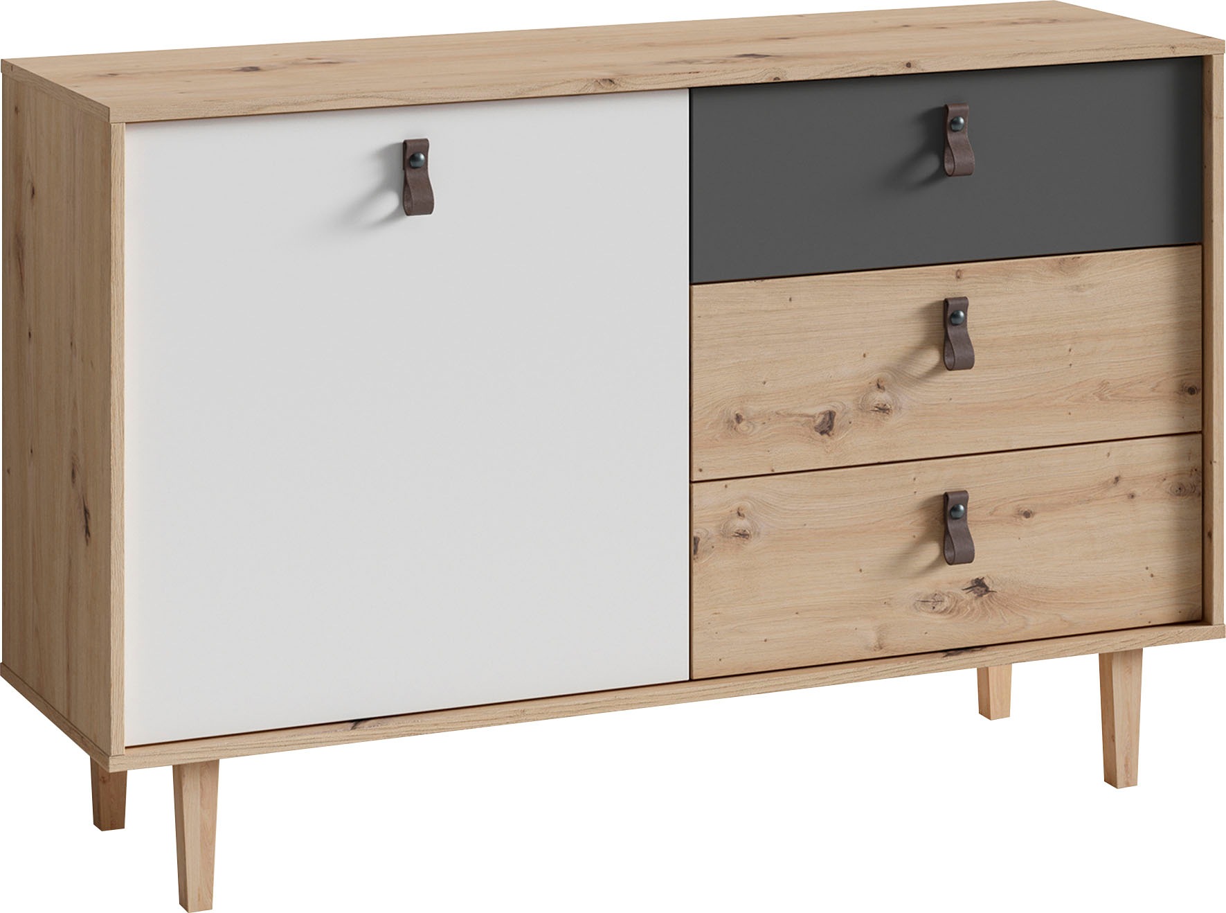 INOSIGN Sideboard »Bill, Kommode in 120cm und 180cm Breite, mit Massivholzfüssen,«, verstellbaren Einlegeböden und Schubkästen für viel Stauraum