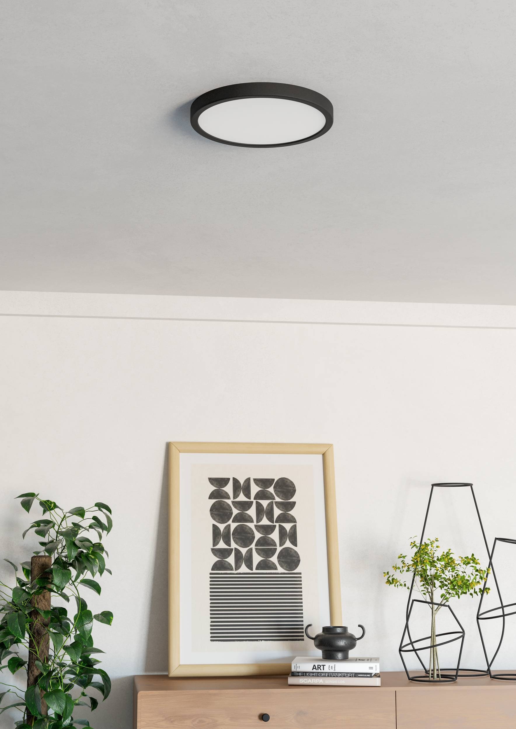 EGLO Aufbauleuchte »Fueva 6-Z Deckenlampe, ZigBee, App und Sprachsteuerung, Badlampe, IP44« LED-Modul 1 Stk. Kaltweiß | RGB Aufbauleuchte - H2,5 x Ø27,8 cm - schwarz - 14,3W inkl.