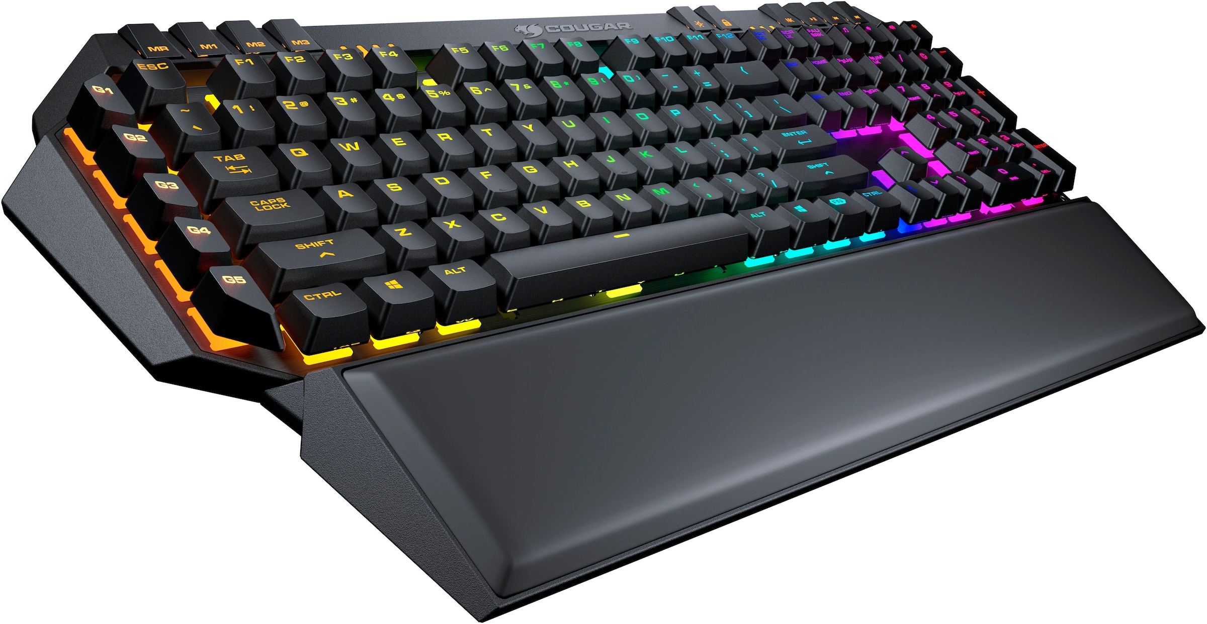 Cougar Gaming-Tastatur »700K EVO Mechanisch«, (Easy-Switch-Fn-Tasten-Handgelenkauflage-Lautstärkeregler-Makro-Tasten-Multimedia-Tasten-USB-Anschluss-Windows-Sperrtaste-Ziffernblock-programmierbare G-Tasten-ergonomische Form), CHERRY RGB MX-Tasten