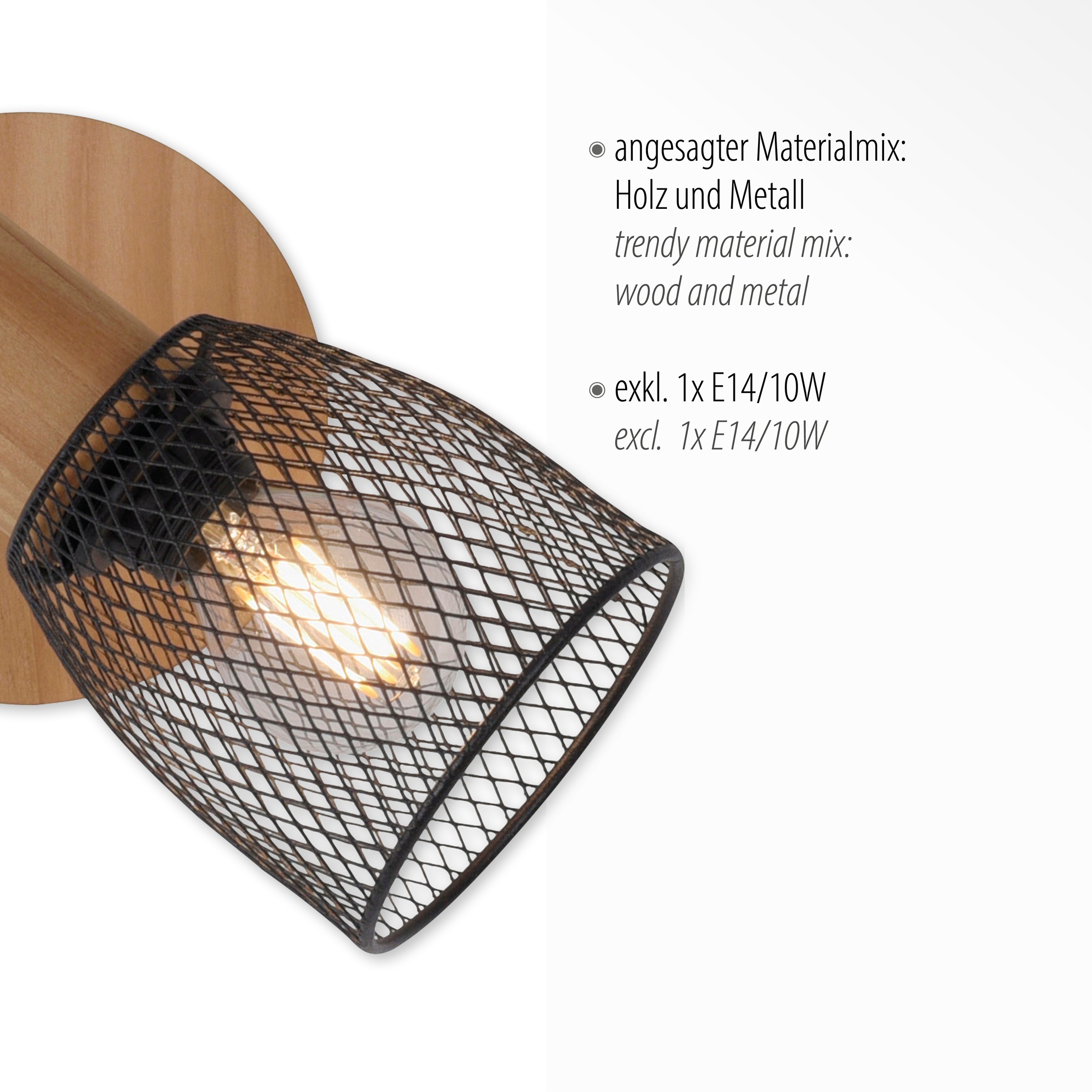 JUST LIGHT Wandleuchte »TAMIS«, 1 flammig, Leuchtmittel E14 | ohne Leuchtmittel, ExklusiveE14