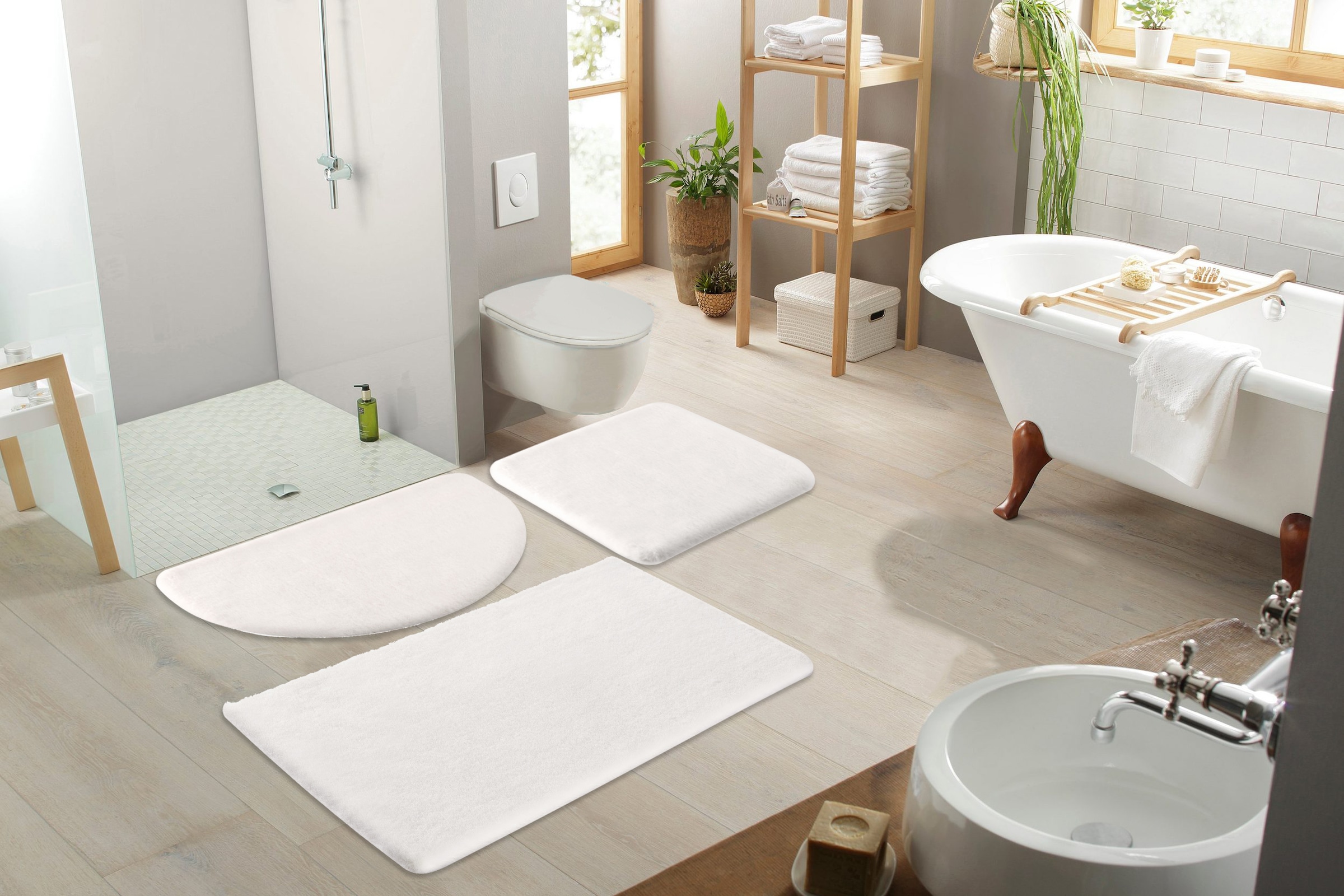 my home Badematte »Valeria, Kaninchenfell-Haptik«, rutschhemmend beschichtet, fußbodenheizungsgeeignet-strapazierfähig, Kunstfell, weicher Badteppich