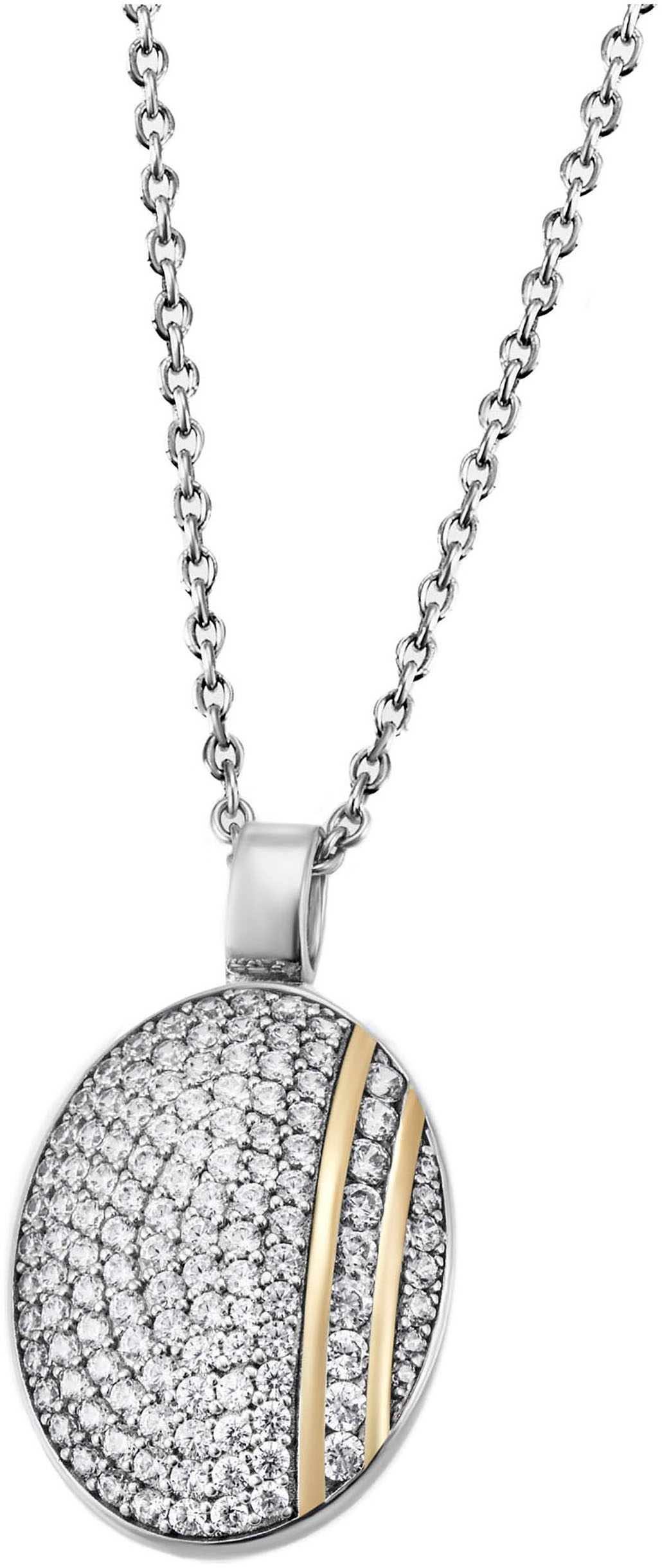 Bild von Firetti Kette mit Anhänger »Schmuck Geschenk Silber 925 Halsschmuck Halskette Bicolor Oval«, mit Zirkonia (synth.)