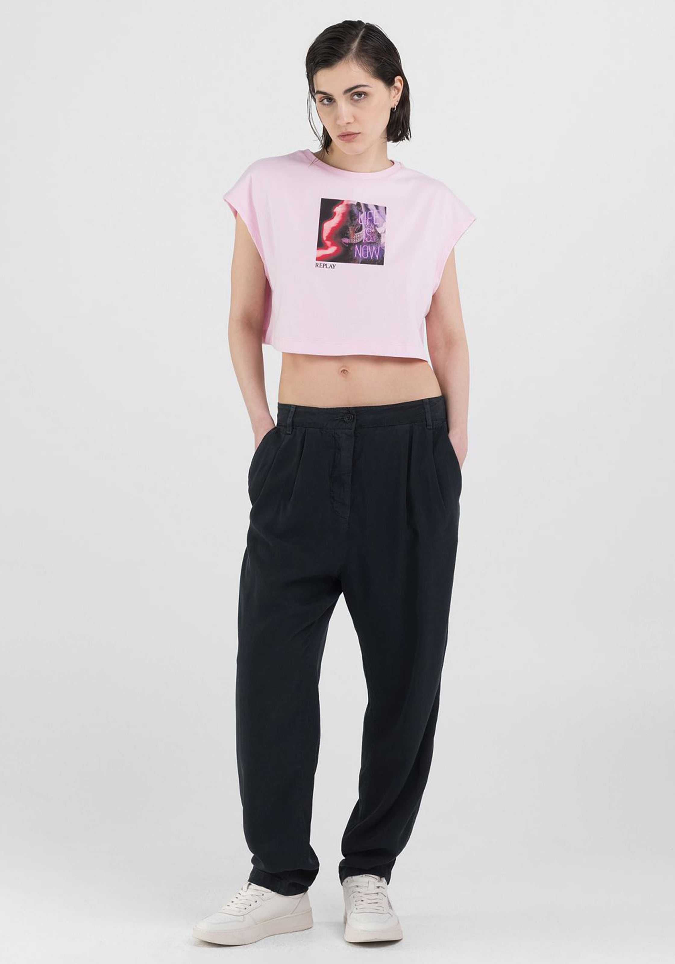 Replay Bundfaltenhose, in softer Qualität