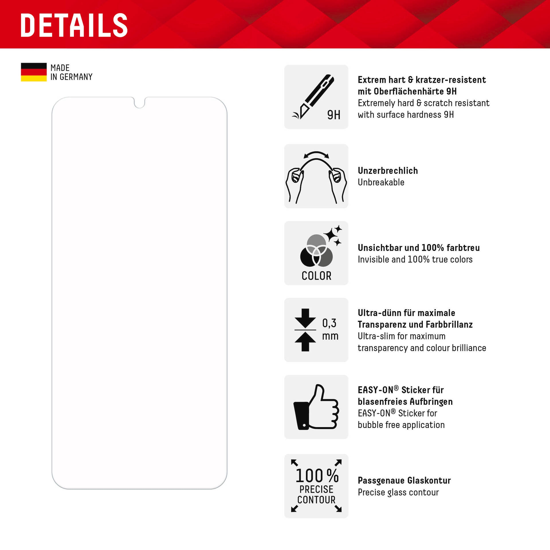 5. Bild von Displex Displayschutzglas »Smart Glass«, für Xiaomi Redmi 13C, Displayschutzfolie Displayschutz kratzer-resistent 9H unzerbrechlich