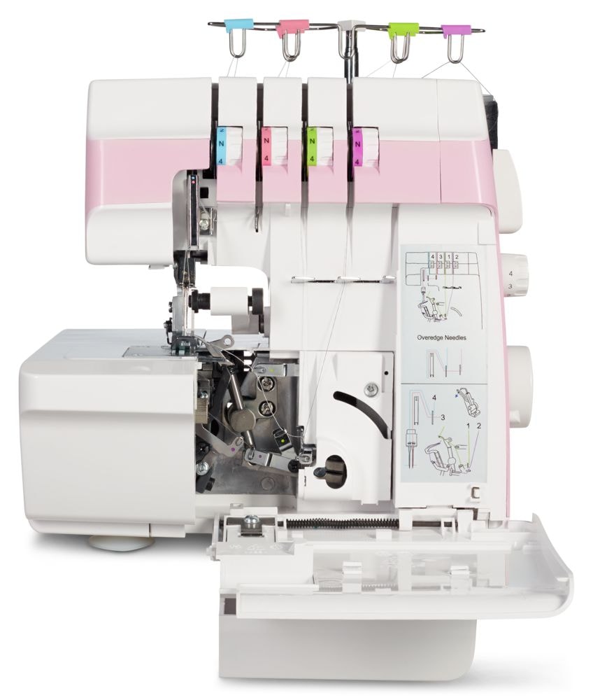 Medion® Overlock-Nähmaschine »MD 19169, Teleskopfadenführung, Zubehör- Fach,«, 4 Fäden gleichzeitig, Nähen mit 2 Nadeln, Einstellbare Fadenspannung