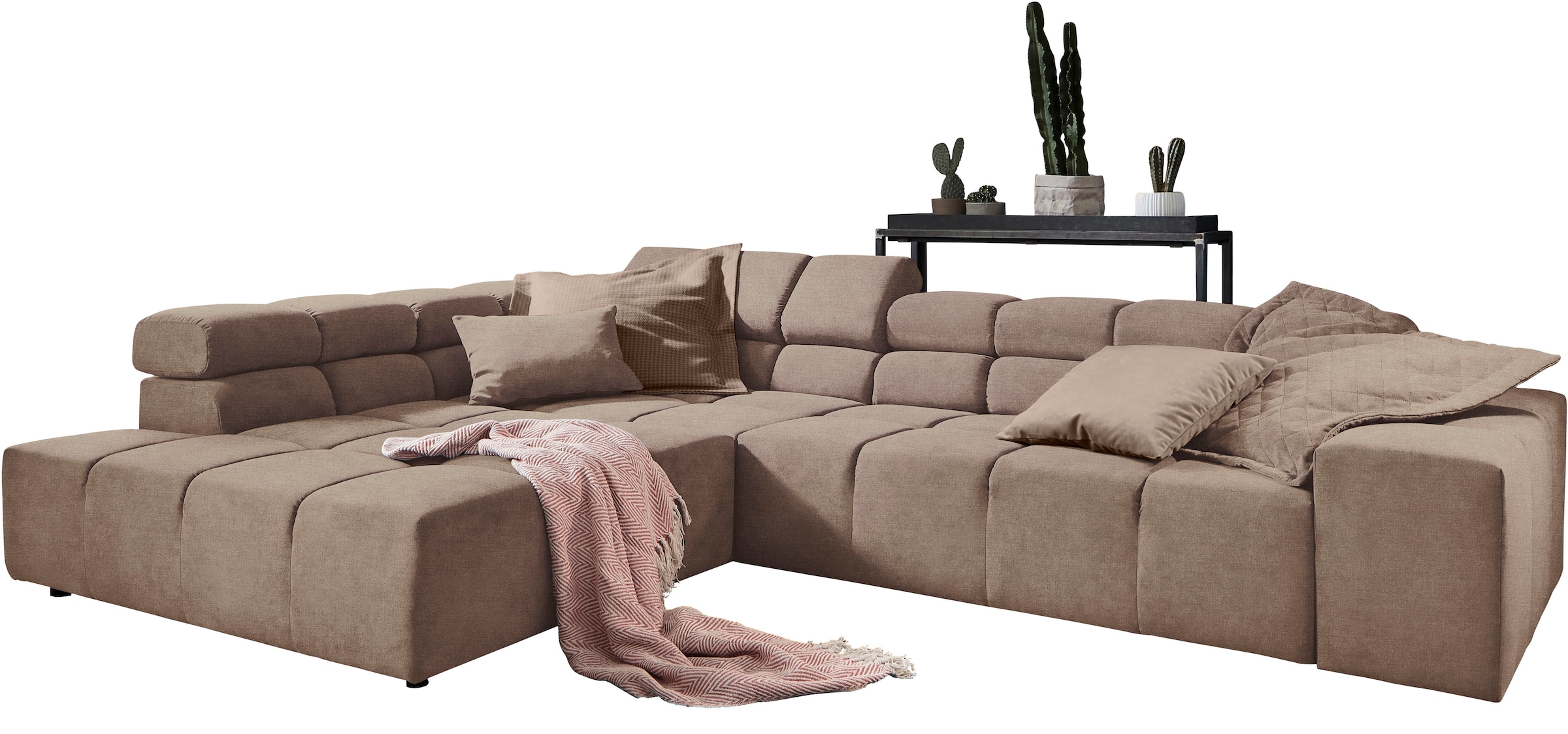 INOSIGN Ecksofa »Ancona incl. Kopfteilverstellung, Breite 319cm, L-Form«, wahlweise motorische Sitztiefenverstellung, auch in Cord + Easy Care