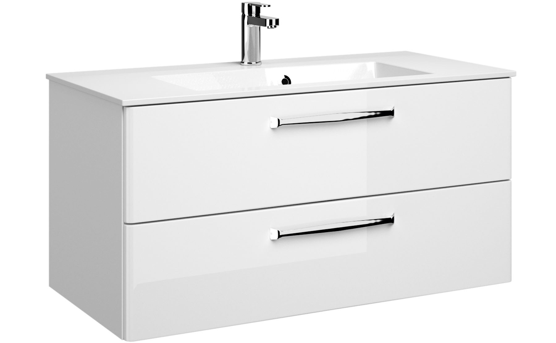 Saphir Badmöbel-Set »Trentino 2-tlg Mineralmarmor-Waschtisch, Spiegelschrank mit LED-Profil«, (3 St.), Badmöbel-Set 107cm breit, inkl. Türdämpfer, 3 Türen, 2 Auszügen