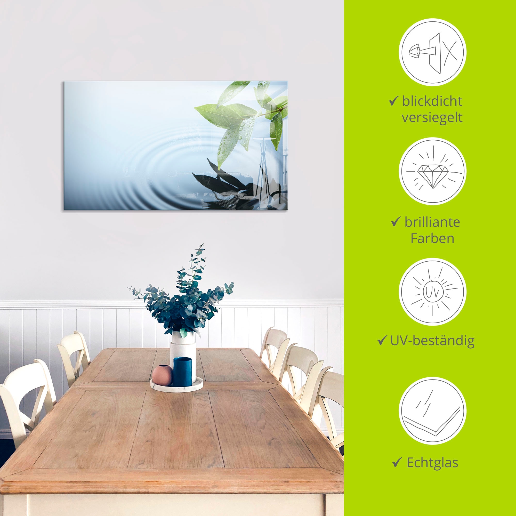 Artland Glasbild »Pflanze und Wasser« Zen 1 Stk. tlg. in verschiedenen Größen