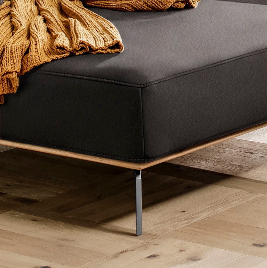 W.SCHILLIG Ecksofa »run, Designsofa, bequem, L-Form«, mit elegantem Holzsockel, Füße in Chrom glänzend, Breite 299 cm