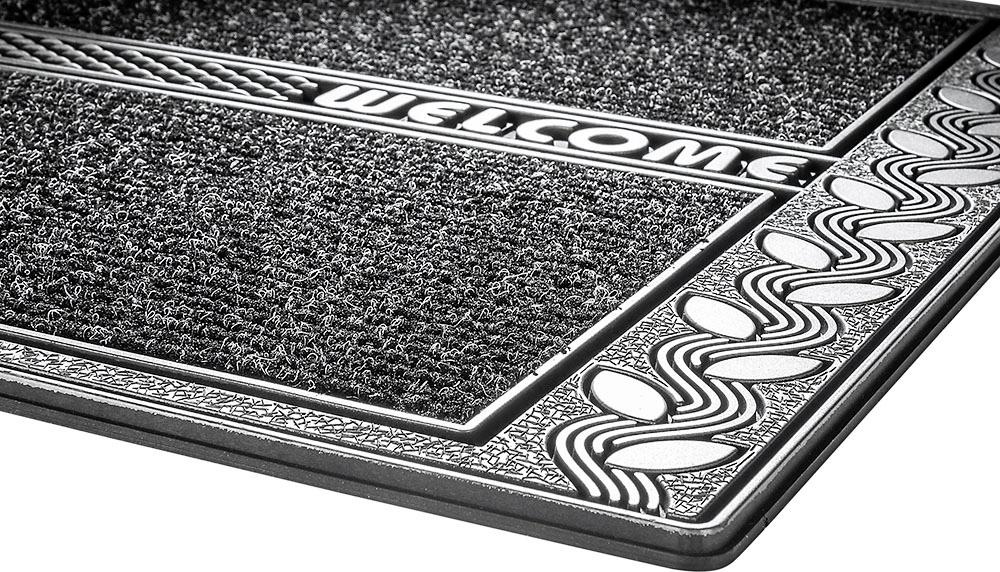 Home2Fashion Fußmatte »SE Clean Leaves, Welcome«, rechteckig, 8 mm Höhe, Schmutzfangmatte, mit Spruch, robust, In- und Outdoor geeignet