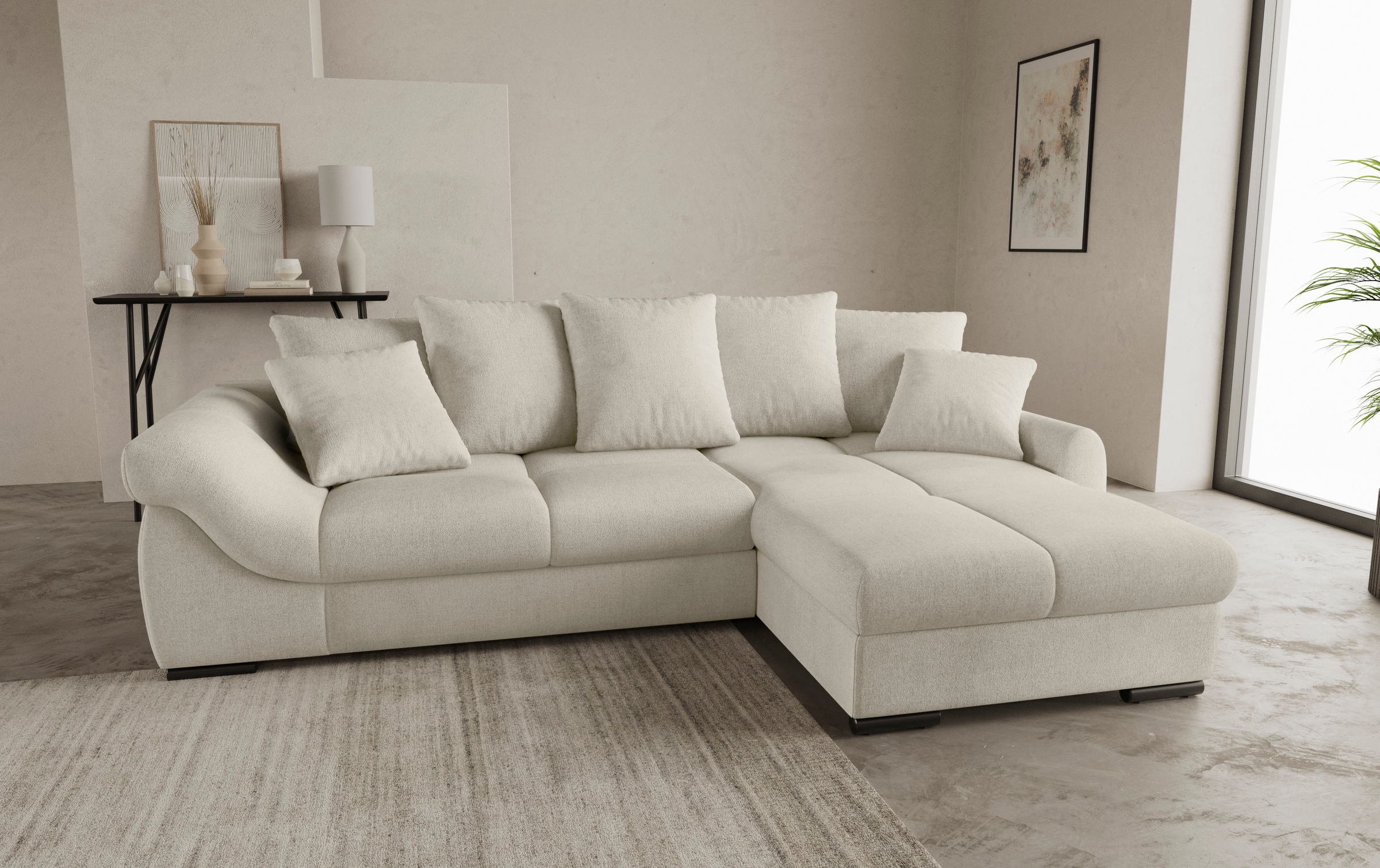 Mr. Couch Ecksofa »Livorno DuraFlex L-Form«, inkl. Hochschläfer-Bettauszug, günstig online kaufen