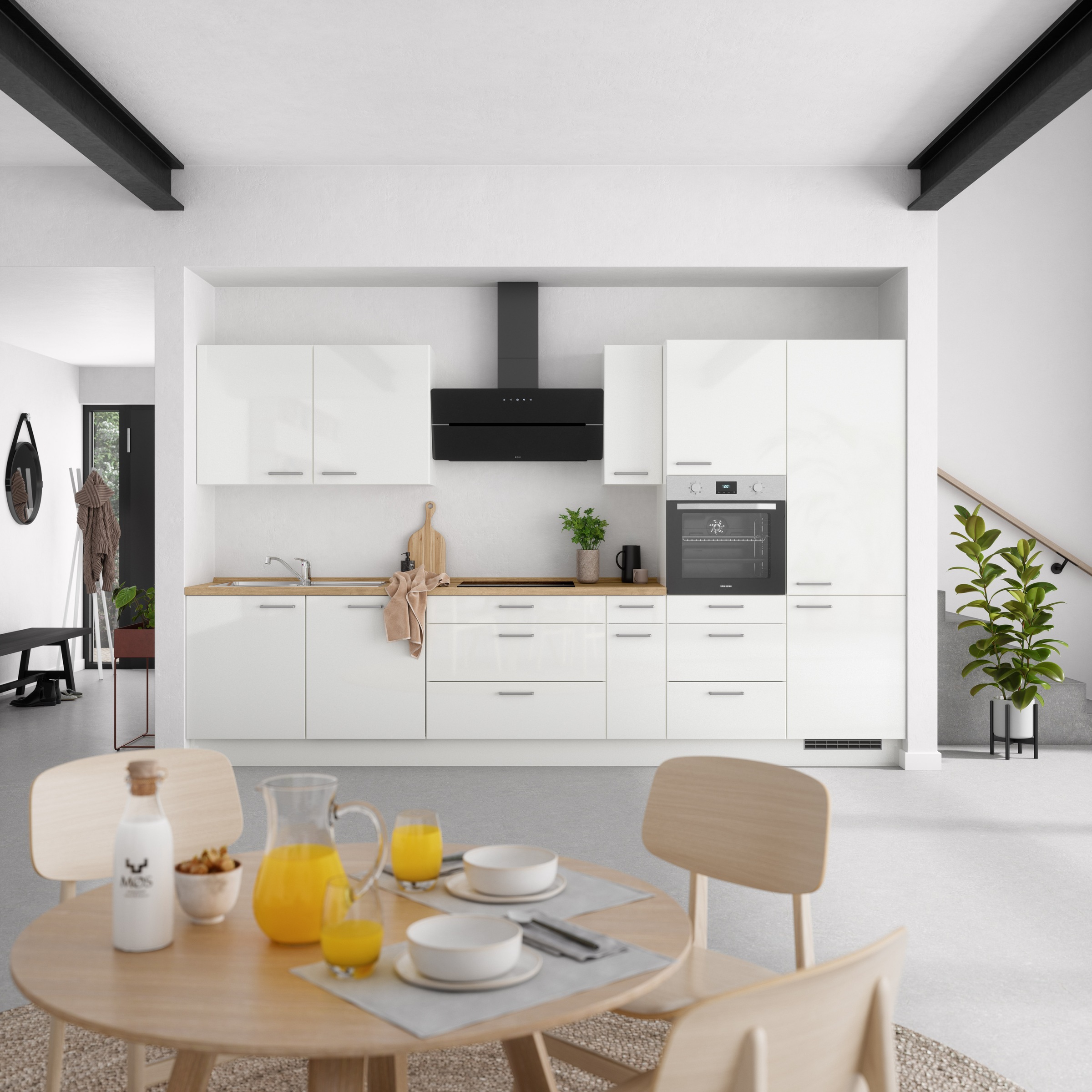 nobilia® Küchenzeile »"Flash II" mit Hochglanz Fronten«, vormontiert, Ausrichtung wählbar, Breite 360 cm, wahlw. mit E-Geräten