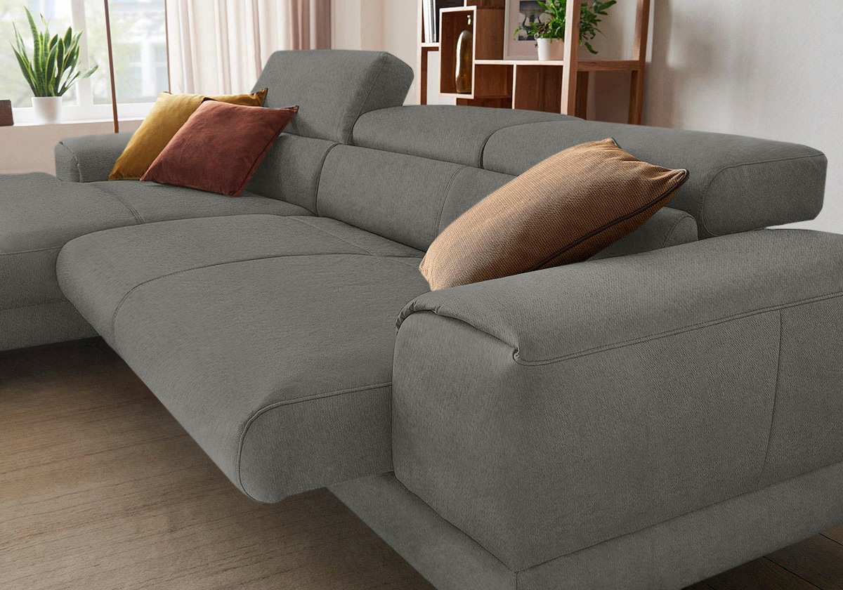 W.SCHILLIG Ecksofa »piedroo, Designsofa mit tollem Sitzkomfort, elegant und bequem, L-Form«, Kopfteilverstellung, wahlweise mit Sitztiefenverstellung, Breite 303cm