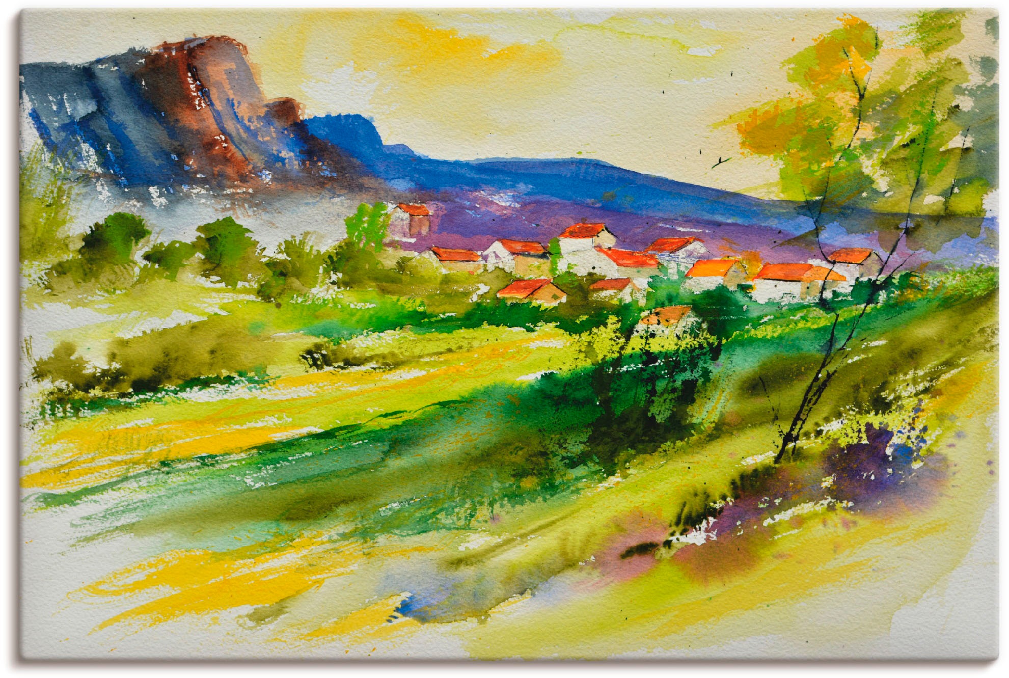 Artland Wandbild »Landschaft und Wohnhäuser«, Wiesen & Bäume, (1 St.), als günstig online kaufen