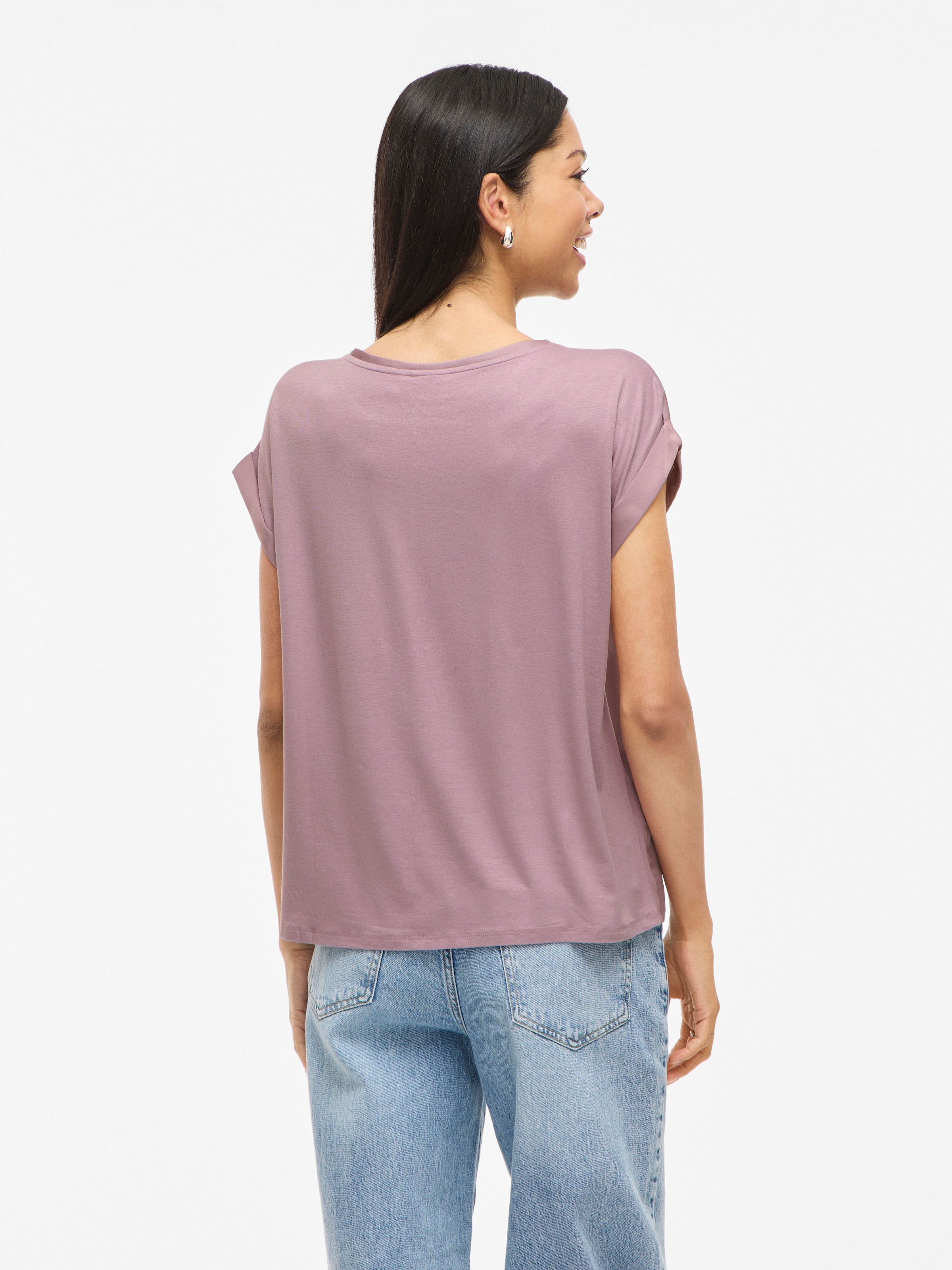 Vila Kurzarmshirt »VIELLETTE S/S SATIN TOP - NOOS«, Satin Optik