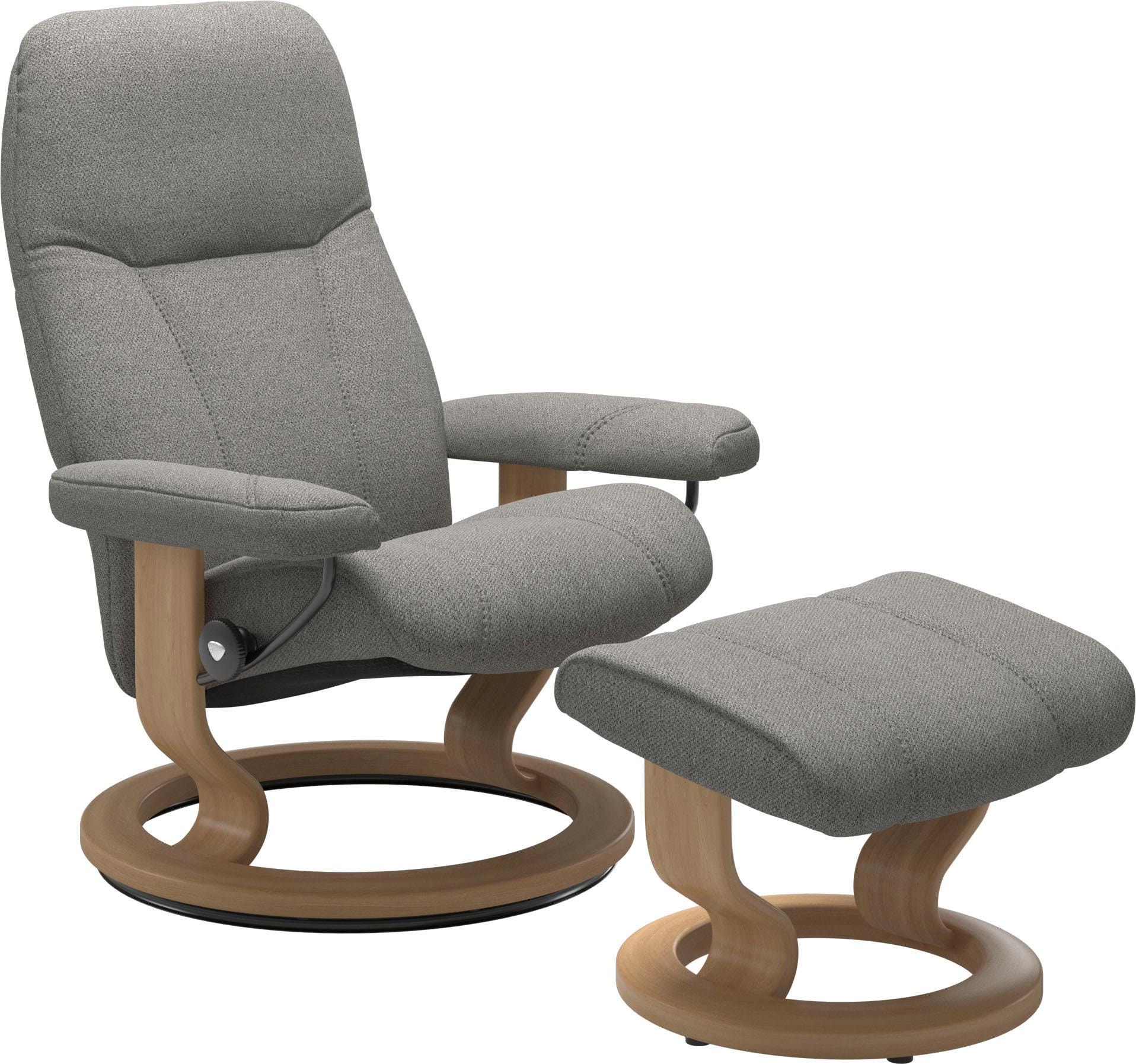 mit Classic Relaxsessel Raten (Set, mit Gestell Relaxsessel Hocker), M, Hocker, Größe Eiche mit Stressless® kaufen auf Base, »Consul«,