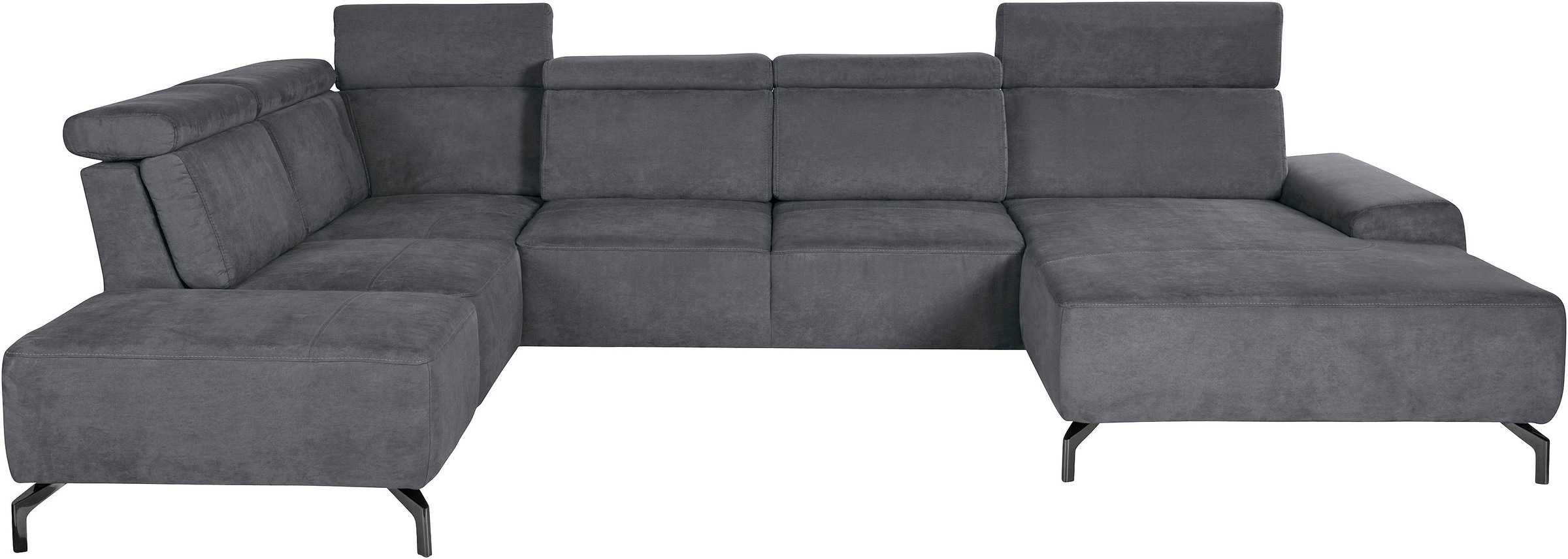 sit&more Wohnlandschaft »Gizeh U-Form«, 15 cm Fußhöhe, inklusive Sitztiefenverstellung und Kopfteilverstellung