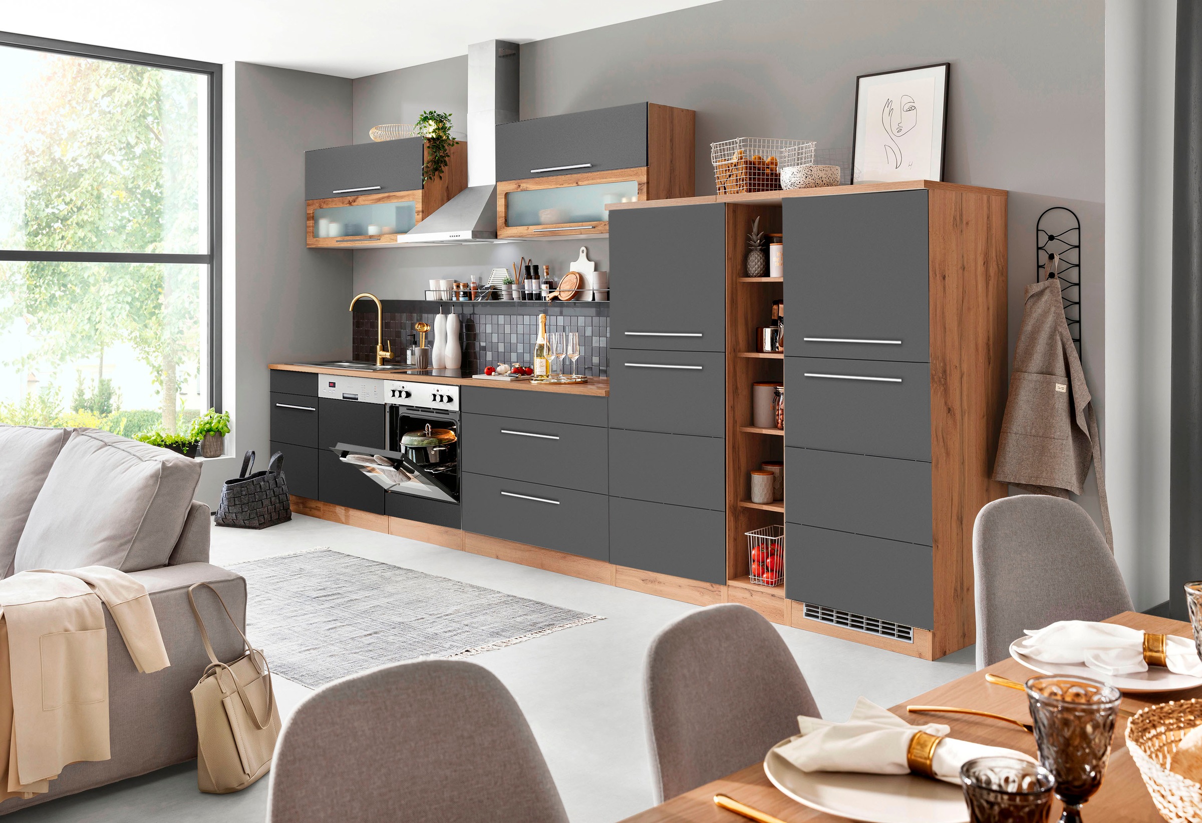 KOCHSTATION Küchenzeile »KS-Wien« Breite 420 cm, wahlweise mit E-Geräten günstig online kaufen