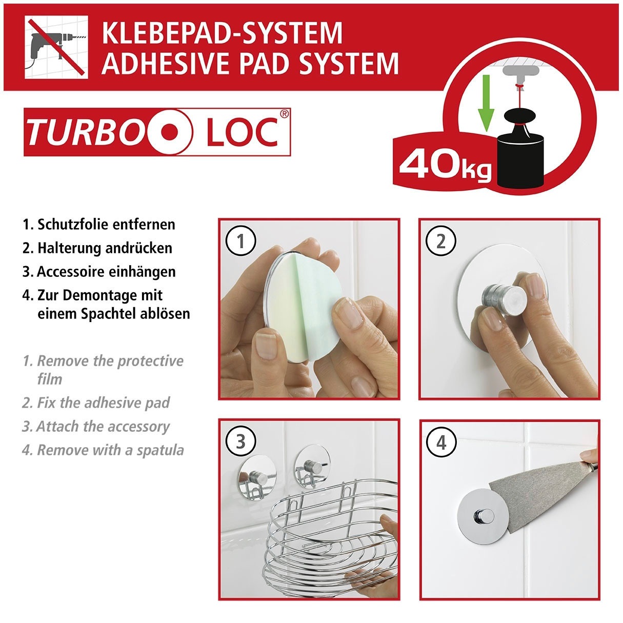 WENKO Toilettenpapierhalter »Turbo-Loc®«, Befestigen ohne bohren