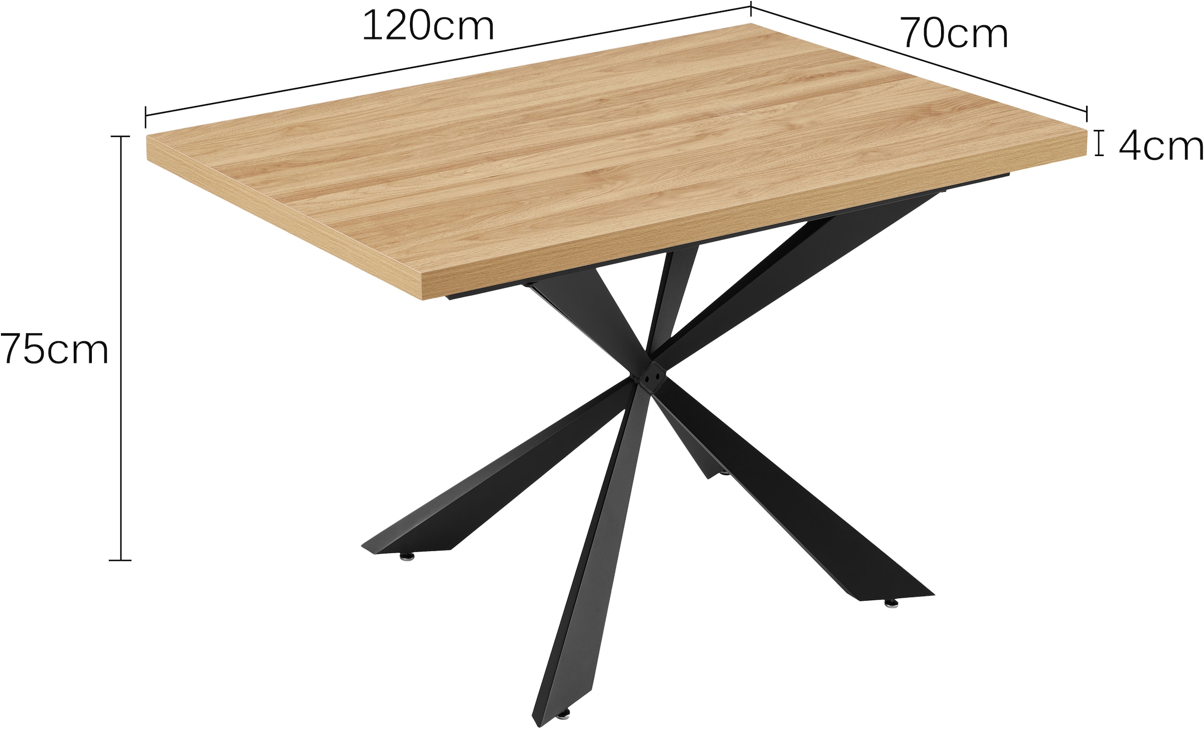 Home affaire Esstisch »Cusey« Melaminbeschichtung mit naturgetreuer Holzmaserung, verschiedene Maße