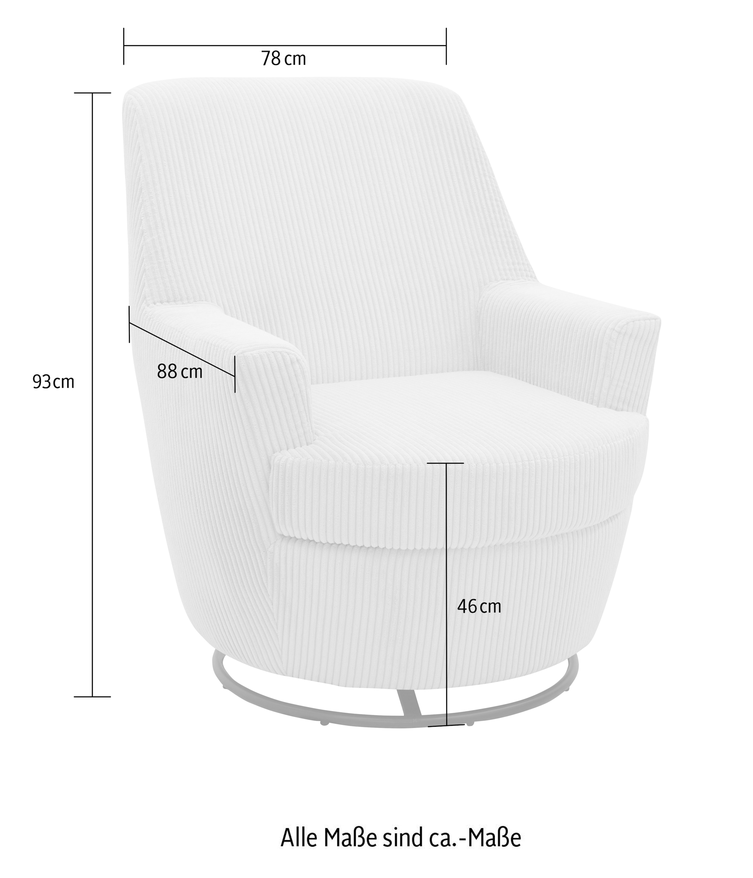 INOSIGN Drehsessel »HETTY, Drehsessel mit Wippfunktion, Lese-Sessel in Cord und Microfaser«, (1 St.), mit Federkern, auch im Set mit passendem Hocker