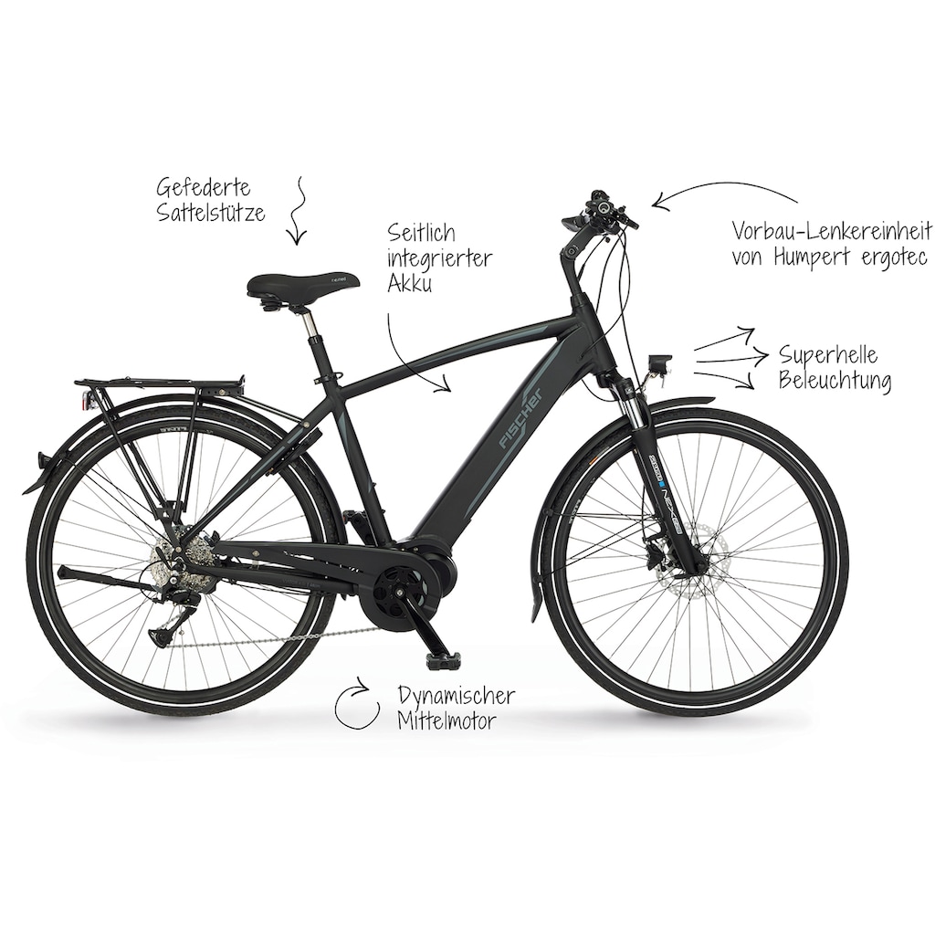 FISCHER Fahrrad E-Bike »VIATOR 4.1i Herren 504«, 9 Gang