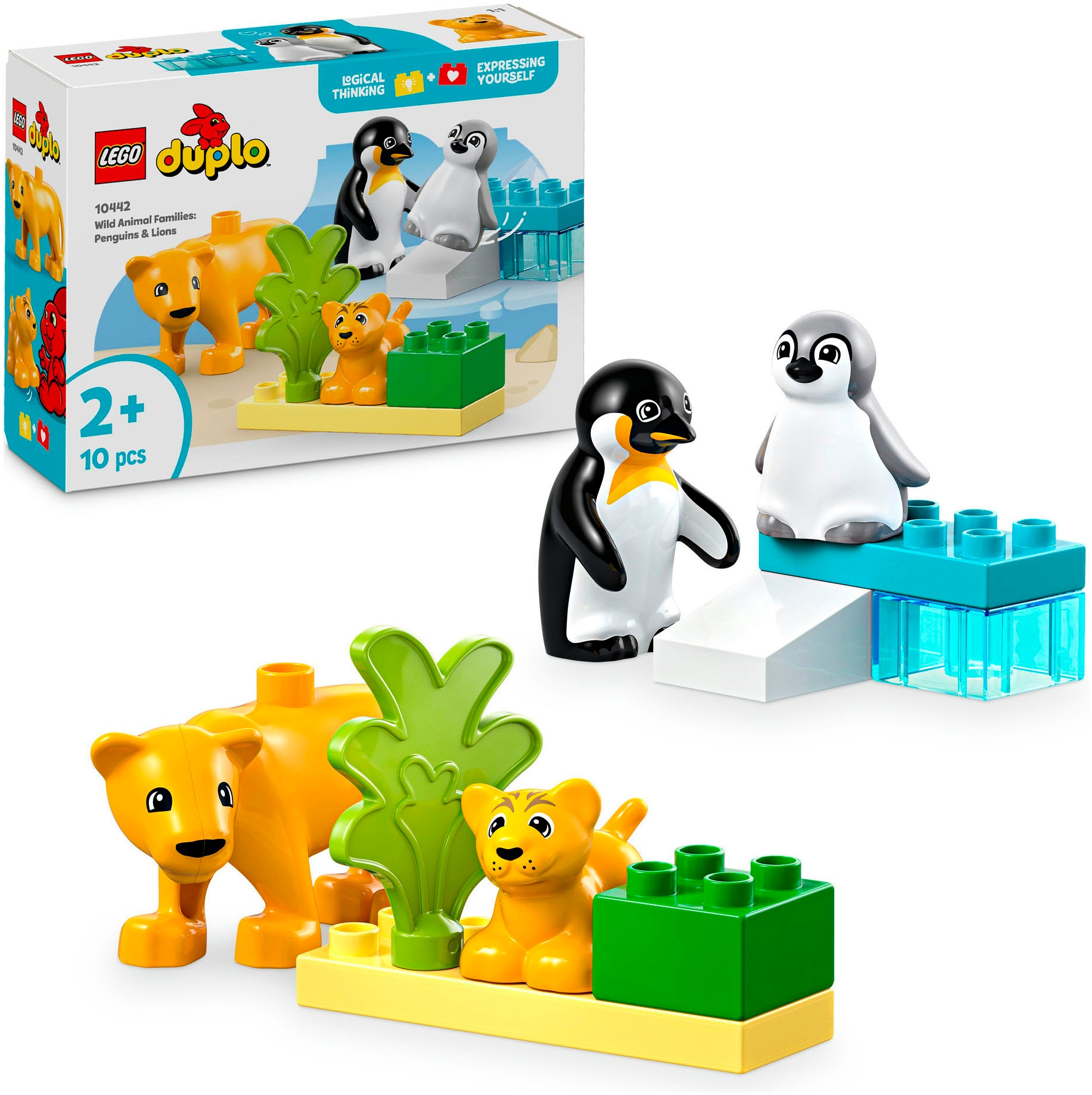 Konstruktionsspielsteine »Wildtier-Familien: Pinguine und Löwen (10442), LEGO DUPLO...