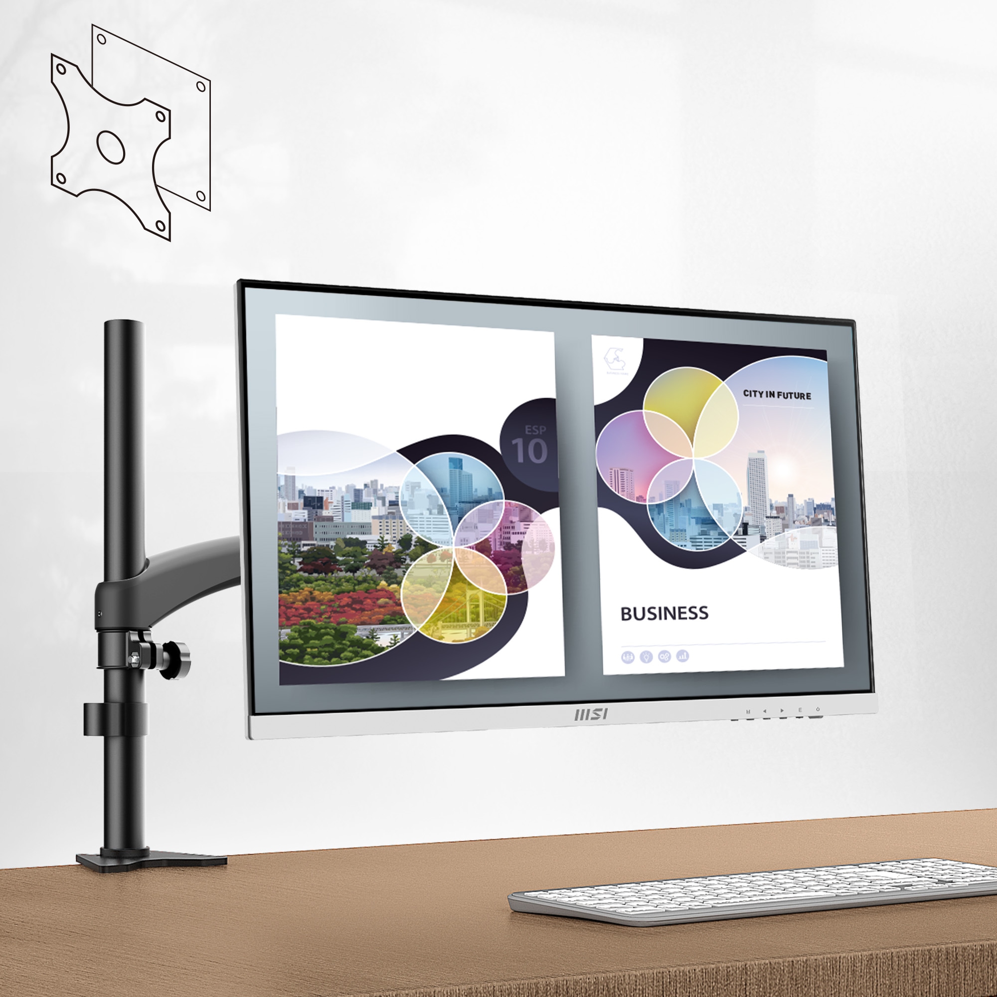MSI LED-Monitor »Modern MD2412P«, 60 cm/24 Zoll, 1920 x 1080 px, Full HD, 1 ms Reaktionszeit, 100 Hz, höhenverstellbar, 3 Jahre Herstellergarantie, USB-C