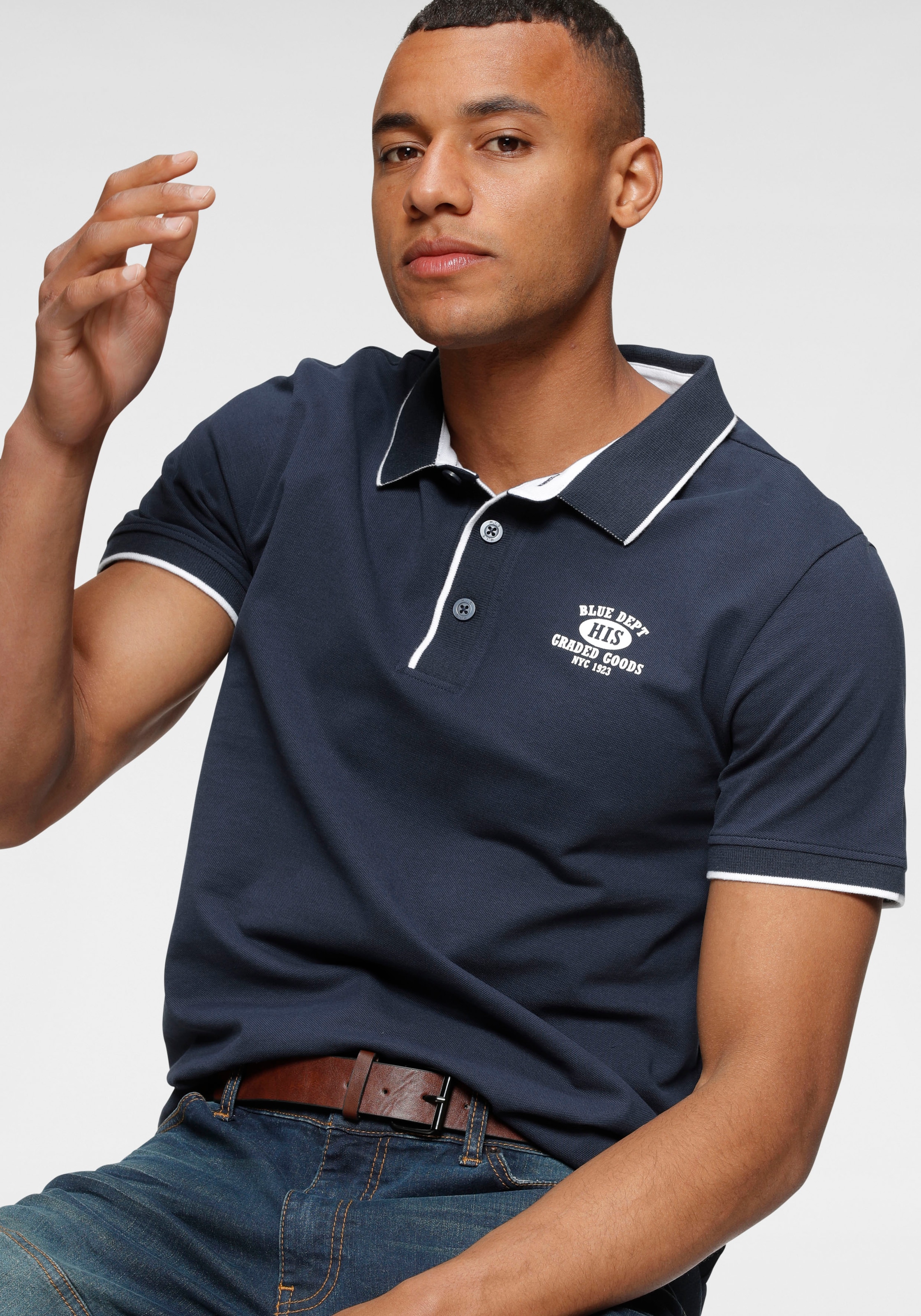 H.I.S Poloshirt, in Pique Qualität, mit bedrucktem Innenkragen