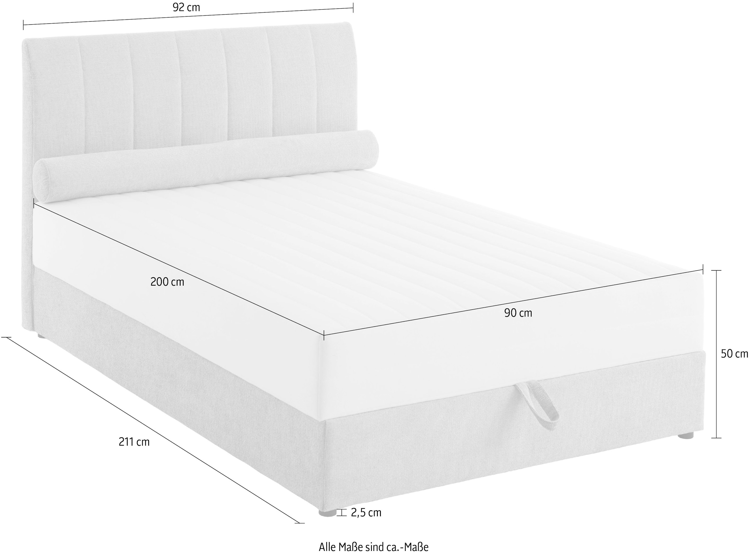 ATLANTIC home collection Boxbett »ALISIA« mit Taschenfederkern, Bettkasten und Kissenrolle im Originalbezug