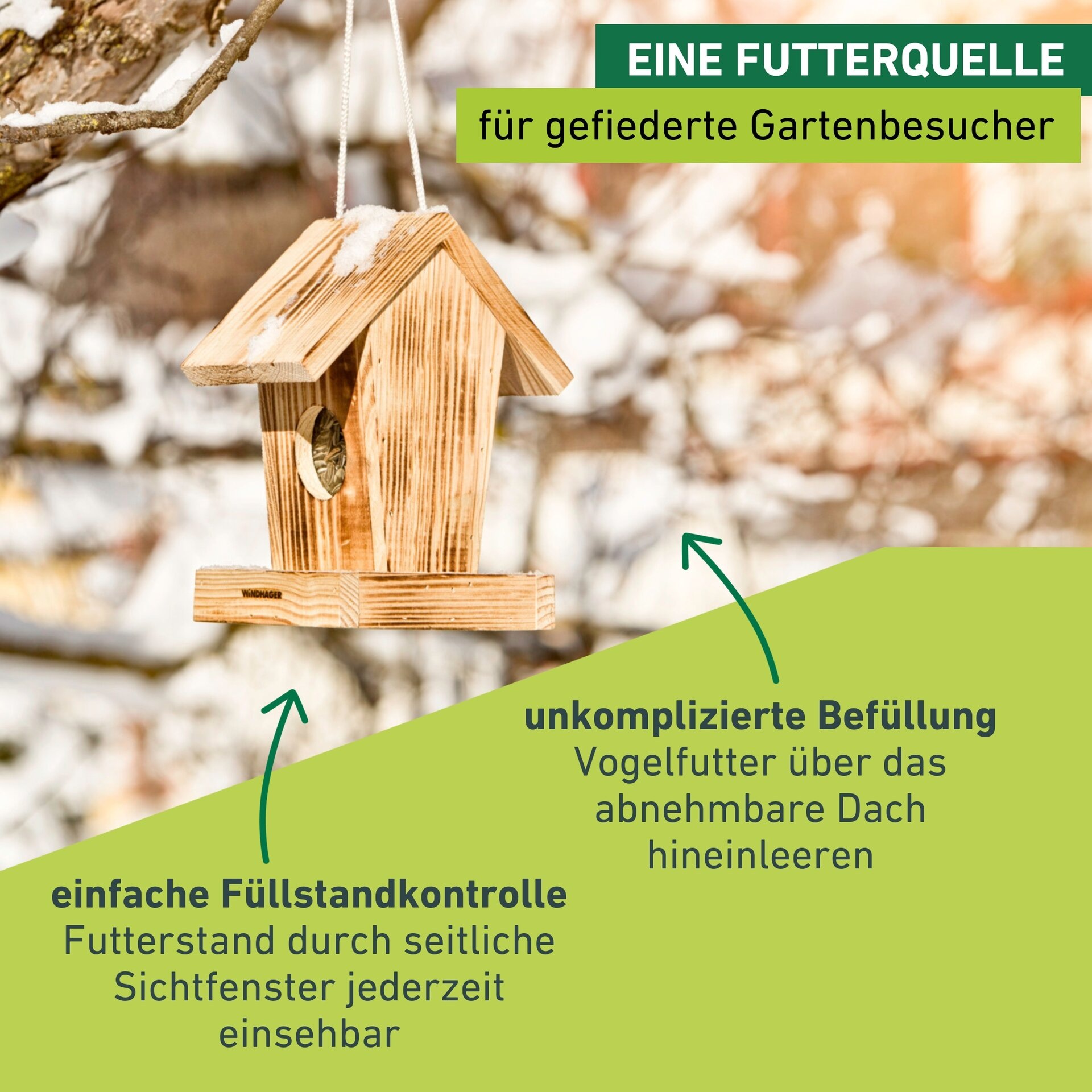 Windhager Vogelhaus »Cottage, Futterspender aus robustem Metall, inkl. Aufhängung« Futterstation, Füllvolumen ca. 0,75 L, 18,5x14,5x23,5 cm