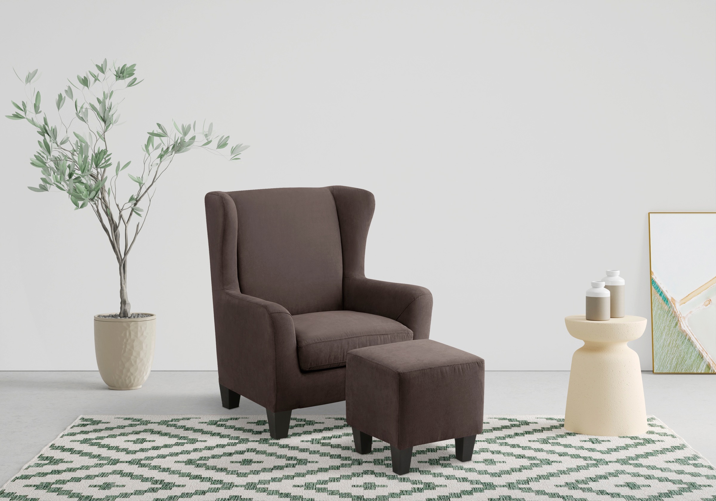 Home affaire Ohrensessel »Chilly, Sessel mit Hocker und Federkern-Polsterun günstig online kaufen