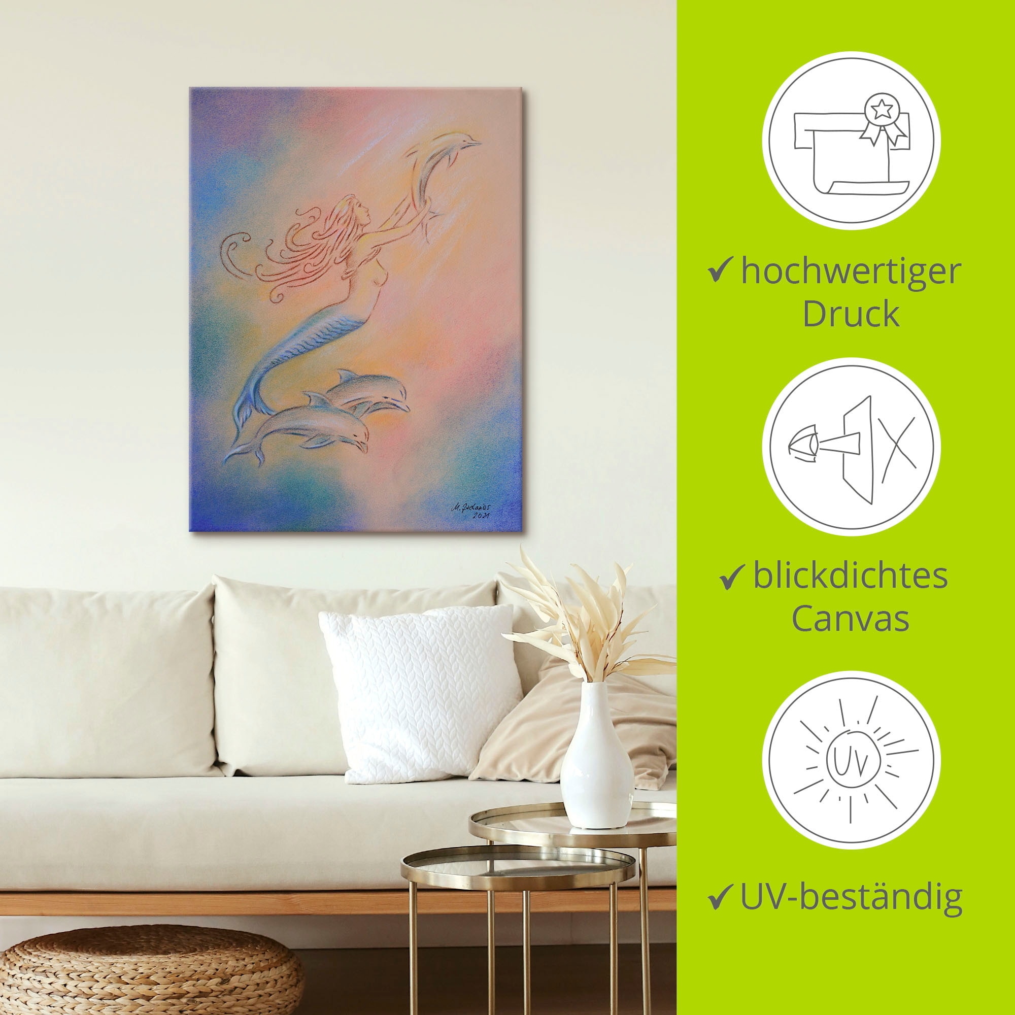 Artland Leinwandbild »Delphine Engel« klassische Fantasie 1 Stk. tlg. auf Holzrahmen gespannt