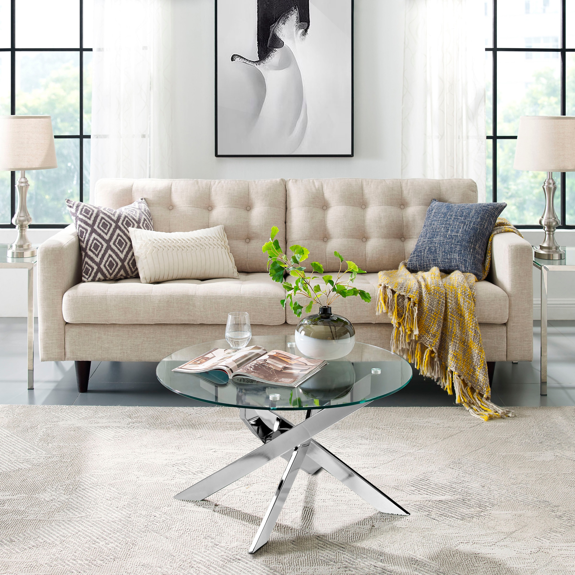 Leonique Couchtisch »Luzie, TOPSELLER!«, unterschiedliches Beingestell (in chrome und schwarz), Breite 80 cm