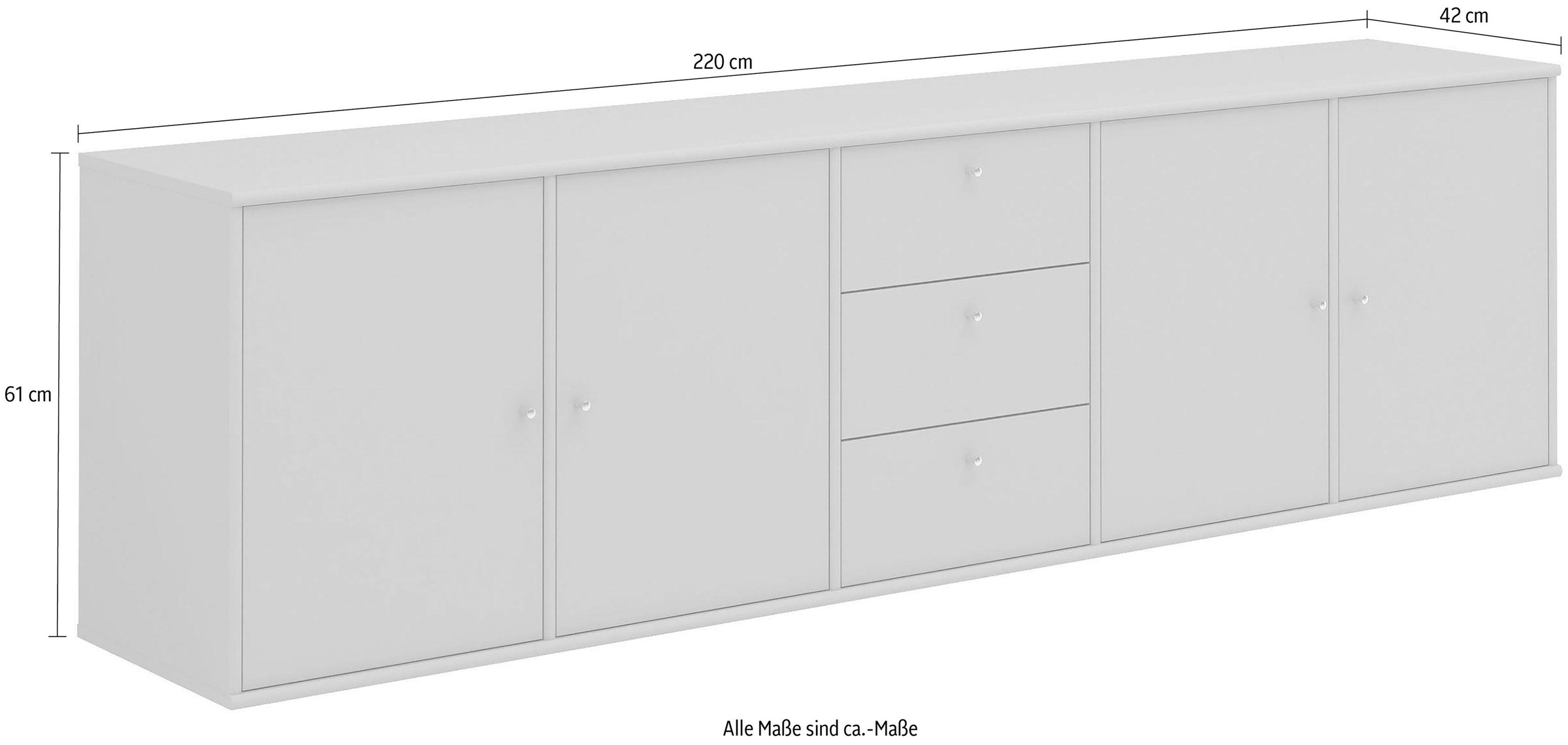 Hammel Furniture Sideboard »Mistral, Hochwertig Schrank, hängend/stehend montierbar«, mit Türen und Schubladen, B: 220 cm, anpassungsbar Designmöbel